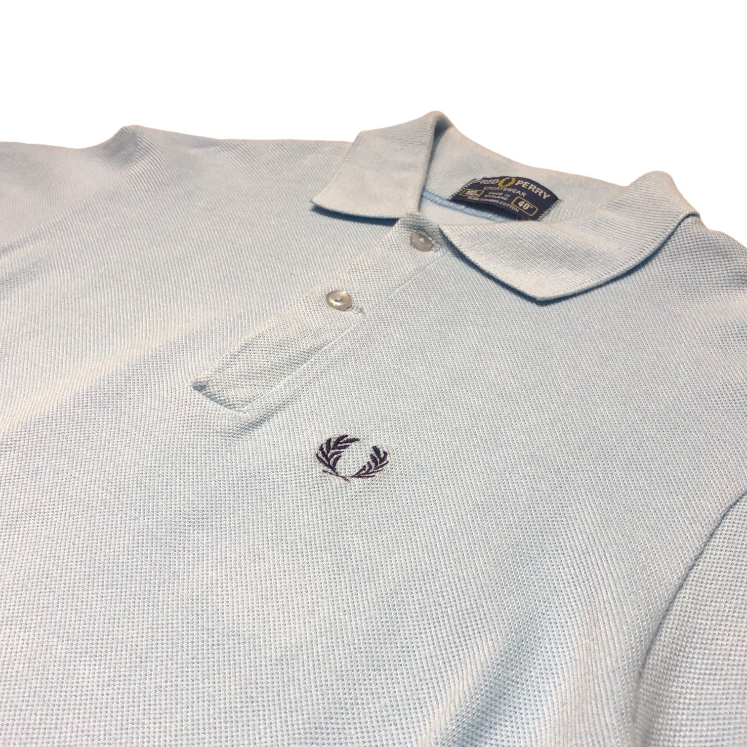 FRED PERRY(フレッドペリー) 80'sロゴ刺繍ポロシャツ 40(Sサイズ程度) ブルー イングランド製