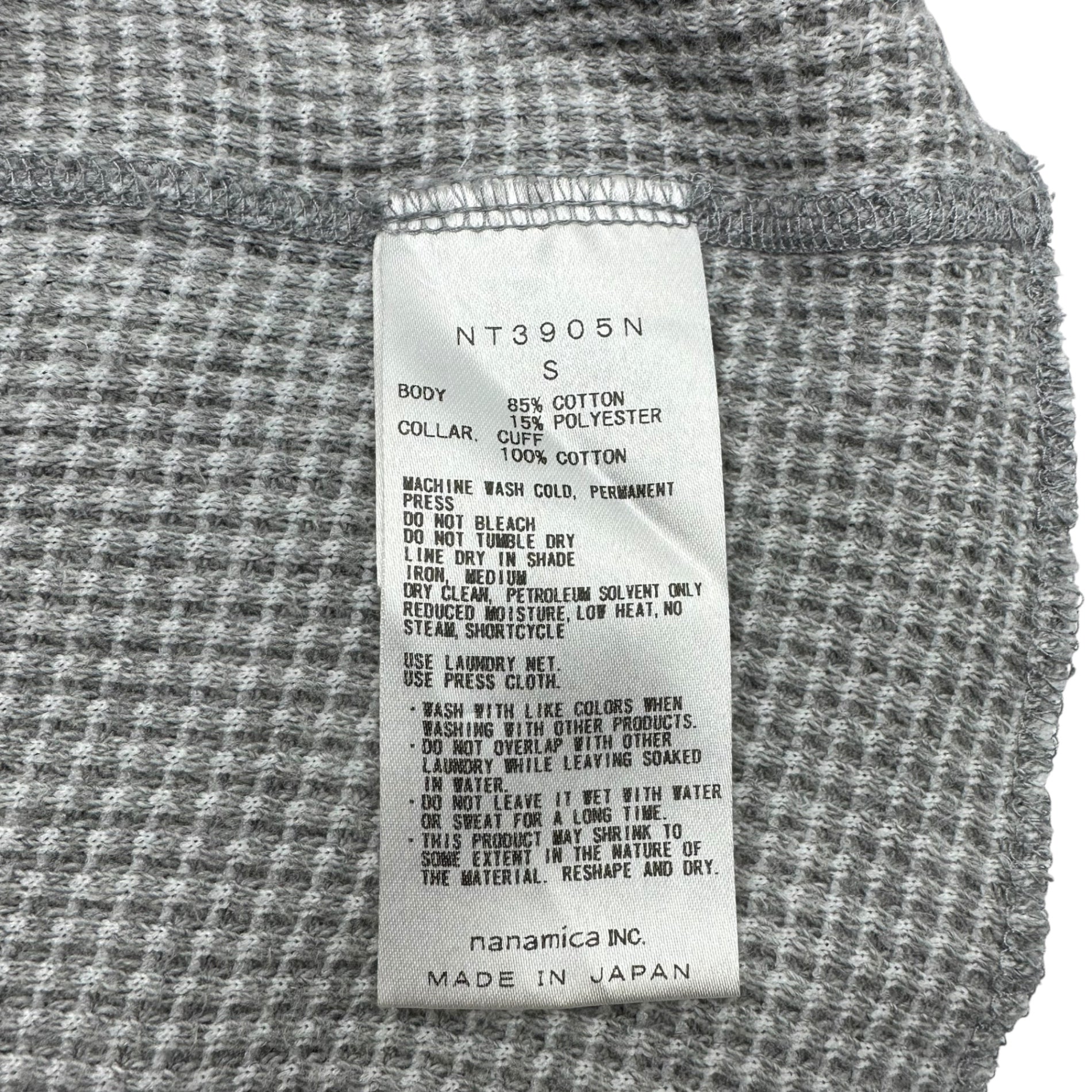 THE NORTH FACE PURPLE LABEL(ノースフェイスパープルレーベル) L/S waffle cut and sew ロングスリーブ ワッフル カットソー NT3905N S グレー