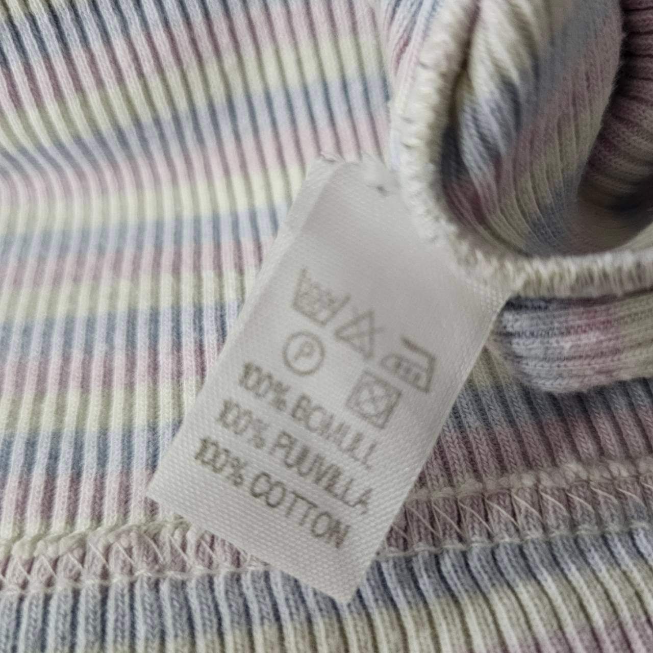 Euro vintage(ヨーロッパヴィンテージ) 70's~pale blue pink white pin stripe mini tee ペールトーンなミニTシャツ Sサイズ マルチカラー