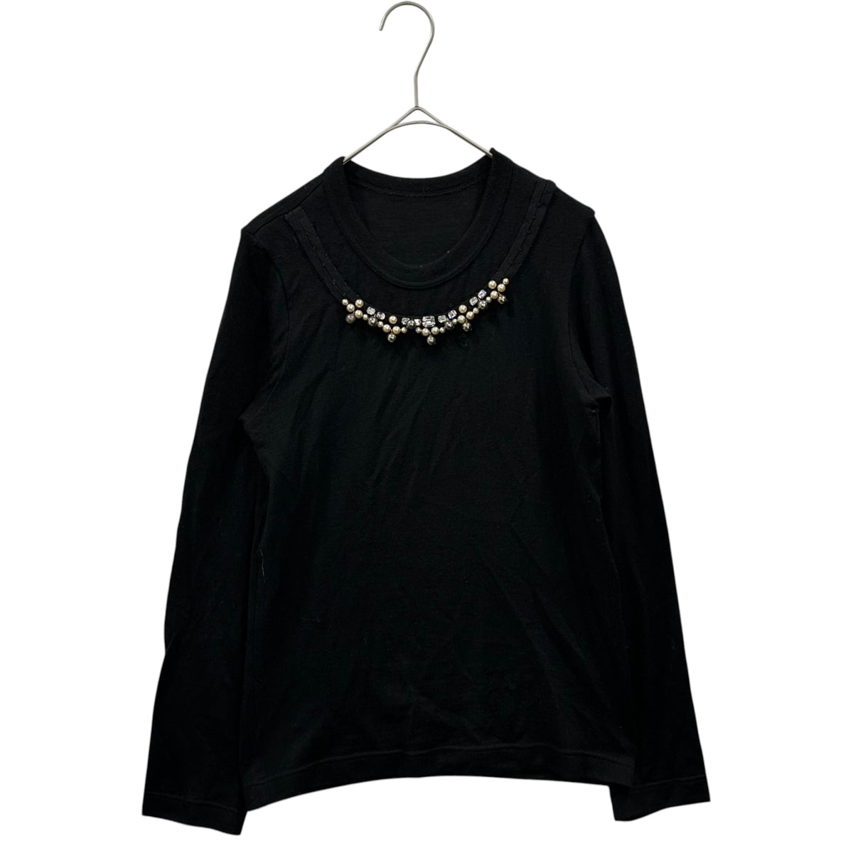 COMME des GARCONS COMME des GARCONS(コムデギャルソンコムデギャルソン) Pearls Rhinestones Bells Embellishments Wool Knit パール ビジュー 鈴 装飾 ウール ニット W8T001 FREE ブラック フランス製