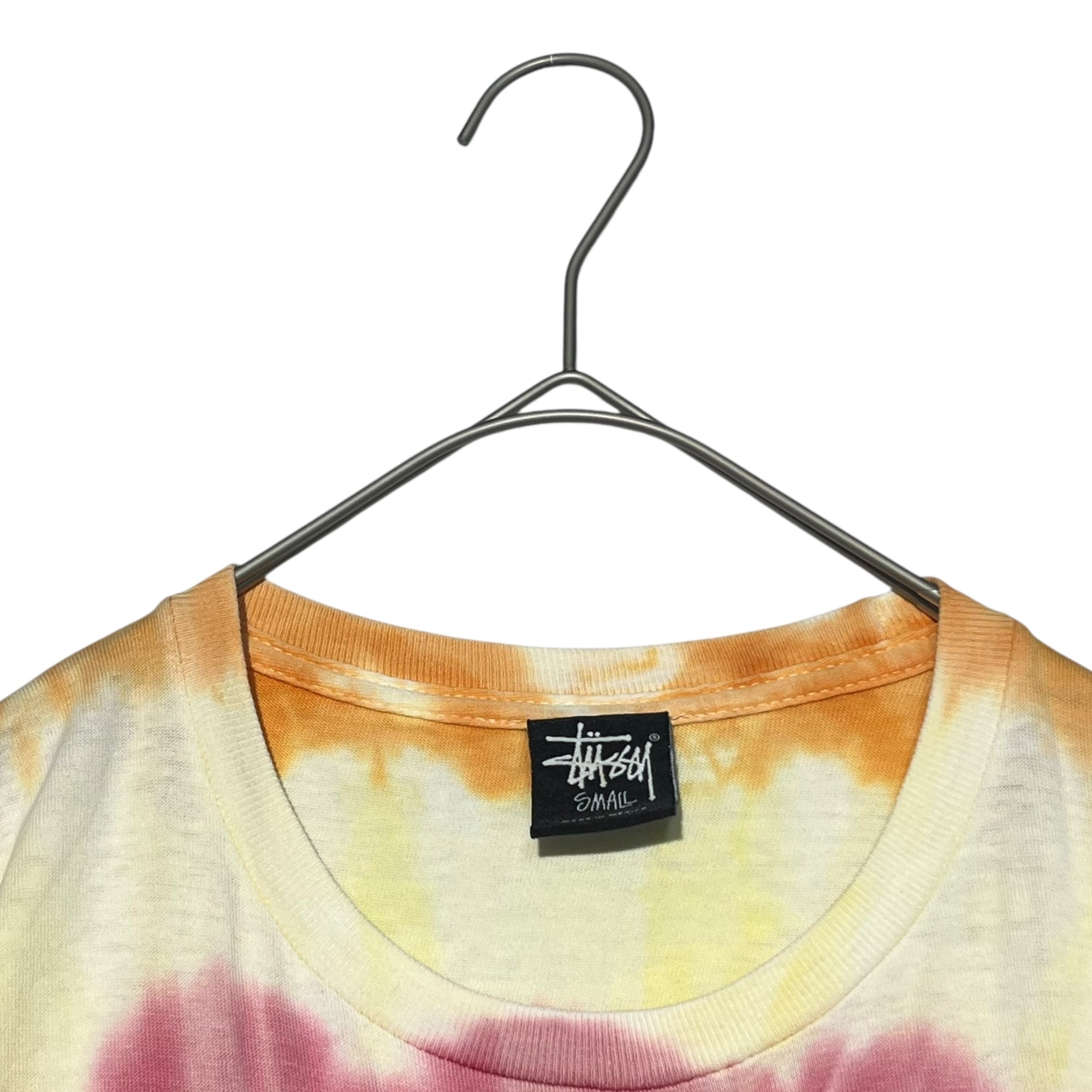 STUSSY(ステューシー) Tie dye world tour T-shirt タイダイ染め ワールドツアー Tシャツ S ピンク×オレンジ