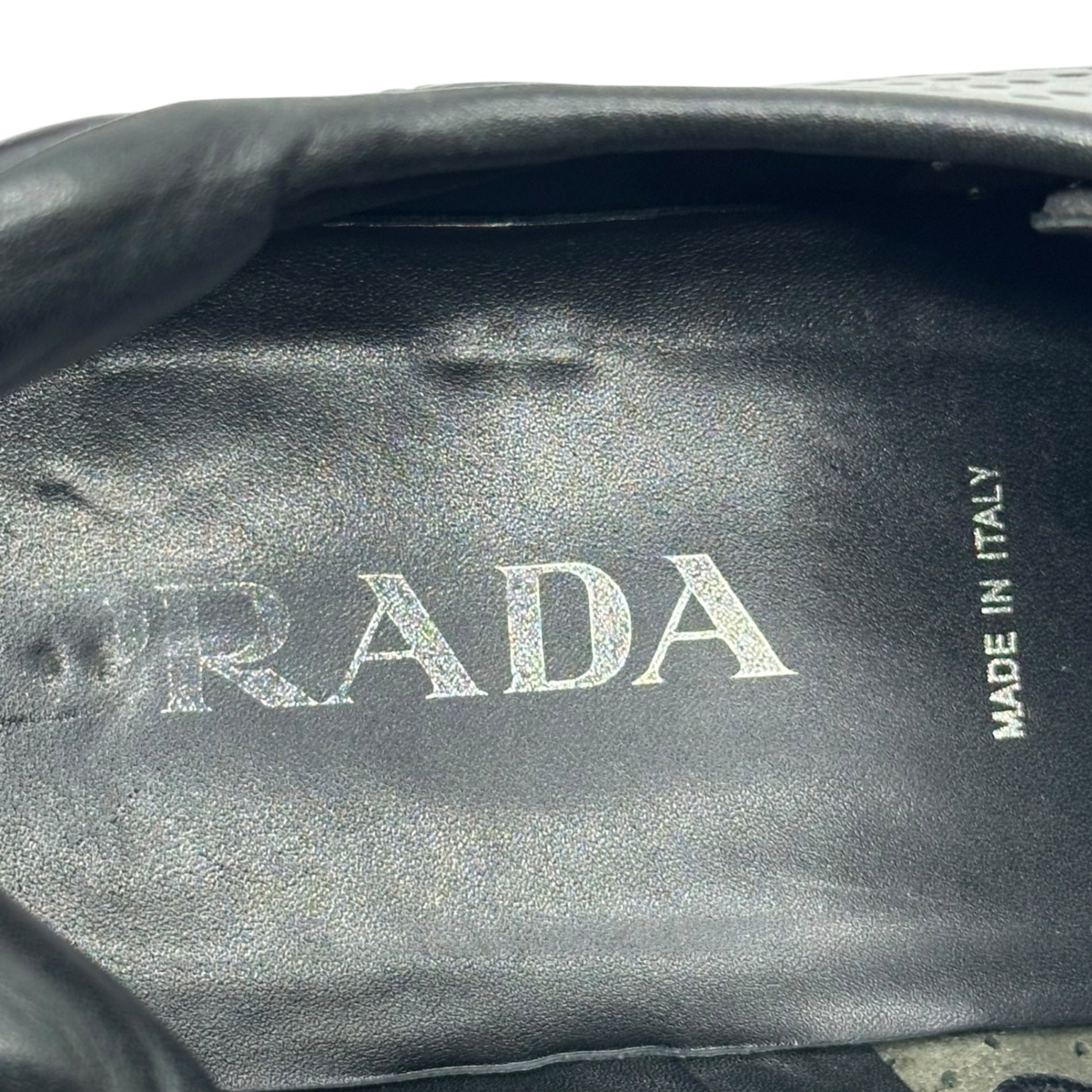 PRADA(プラダ) 00's Perforated leather square toe shoes パンチング レザー スクエア トゥ シューズ 7 1/2(26.5cm程度) ブラック スニーカー