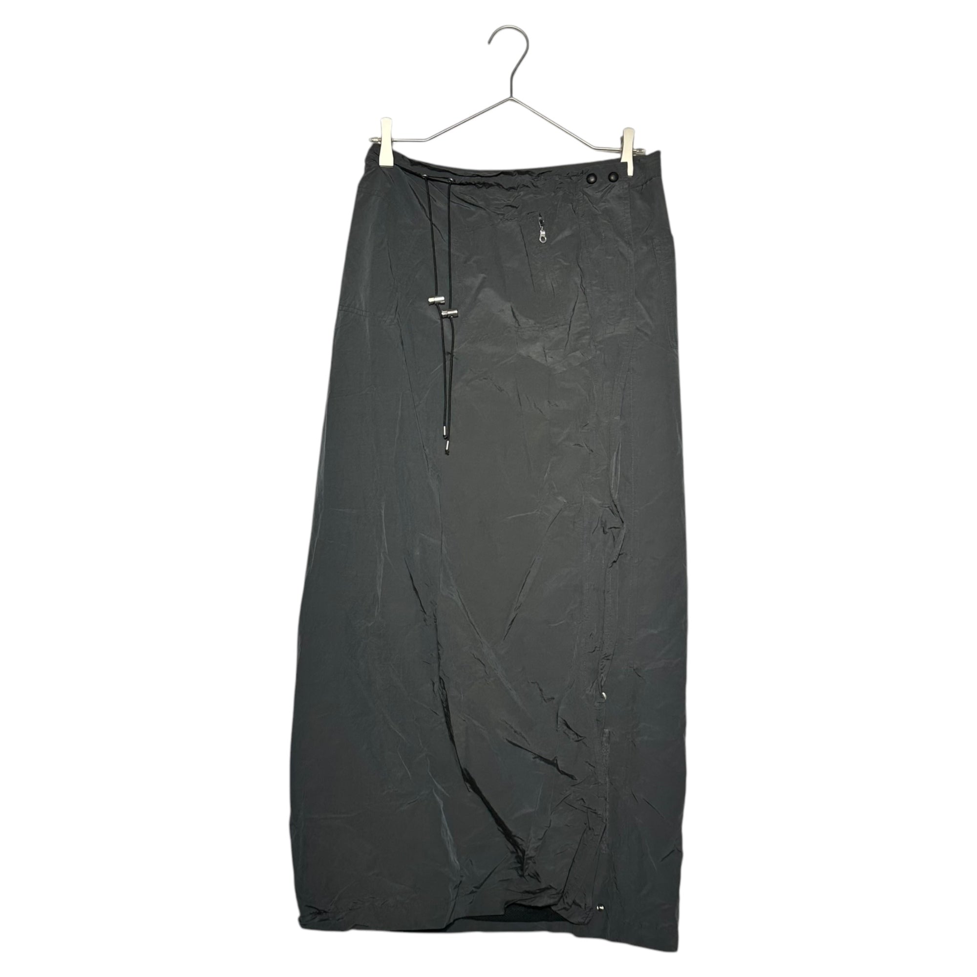 i Blues(イブルース) 00's Nylon Gimmick Slit Long Skirt ナイロン ギミック スリット ロング スカート 42(L程度) グレー