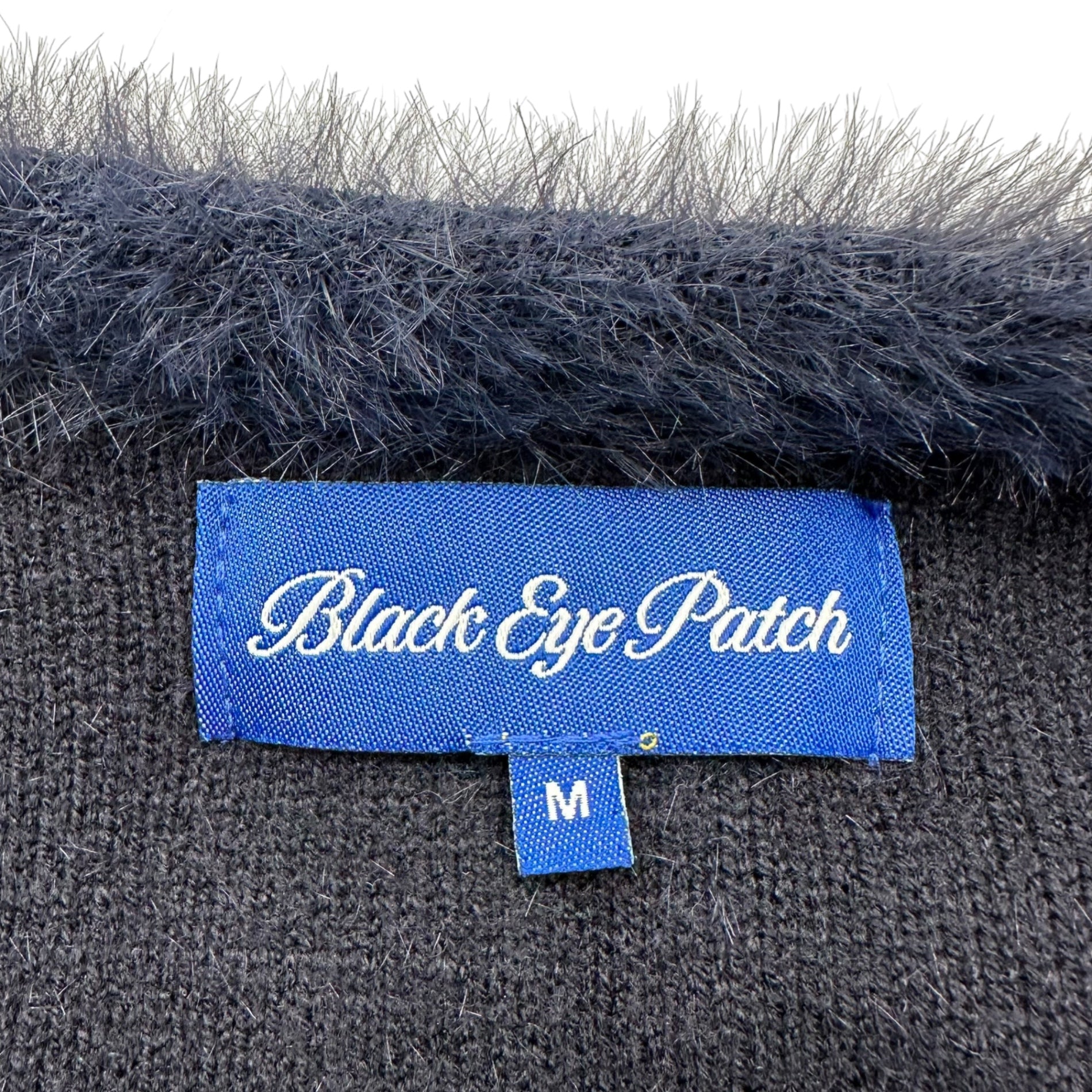 BLACK EYE PATCH(ブラックアイパッチ) OG LABEL SHAGGY CARDIGAN シャギー カーディガン M ネイビー