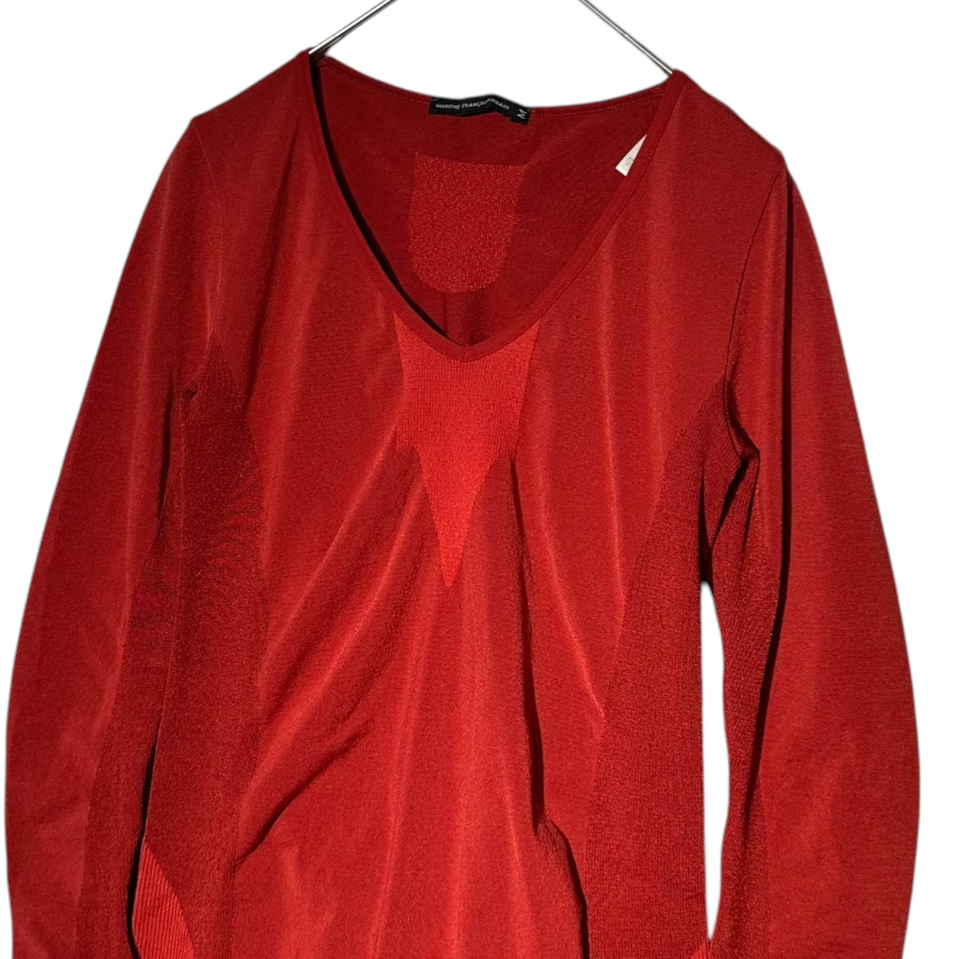 MARITHE FRANCOIS GIRBAUD(マリテフランソワジルボー) 00's Stretch long-sleeved cut and sewn ストレッチ 長袖 カットソー F7-6096 M レッド