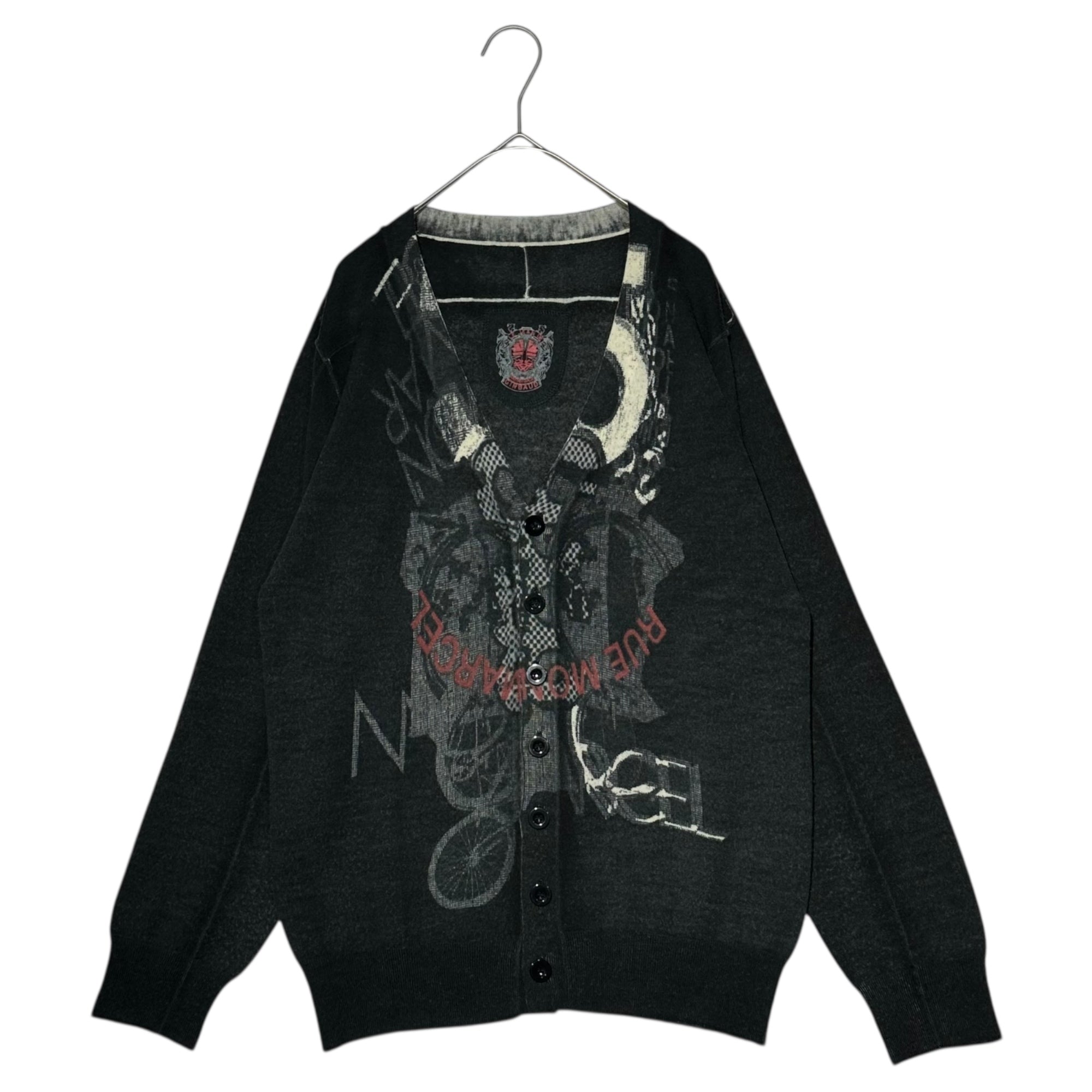 MARITHE FRANCOIS GIRBAUD(マリテフランソワジルボー) 00's Trompe l'oeil Wool Knit Cardigan トロンプルイユ ウール ニット カーディガン M7-8267 L ブラック Y2K だまし絵