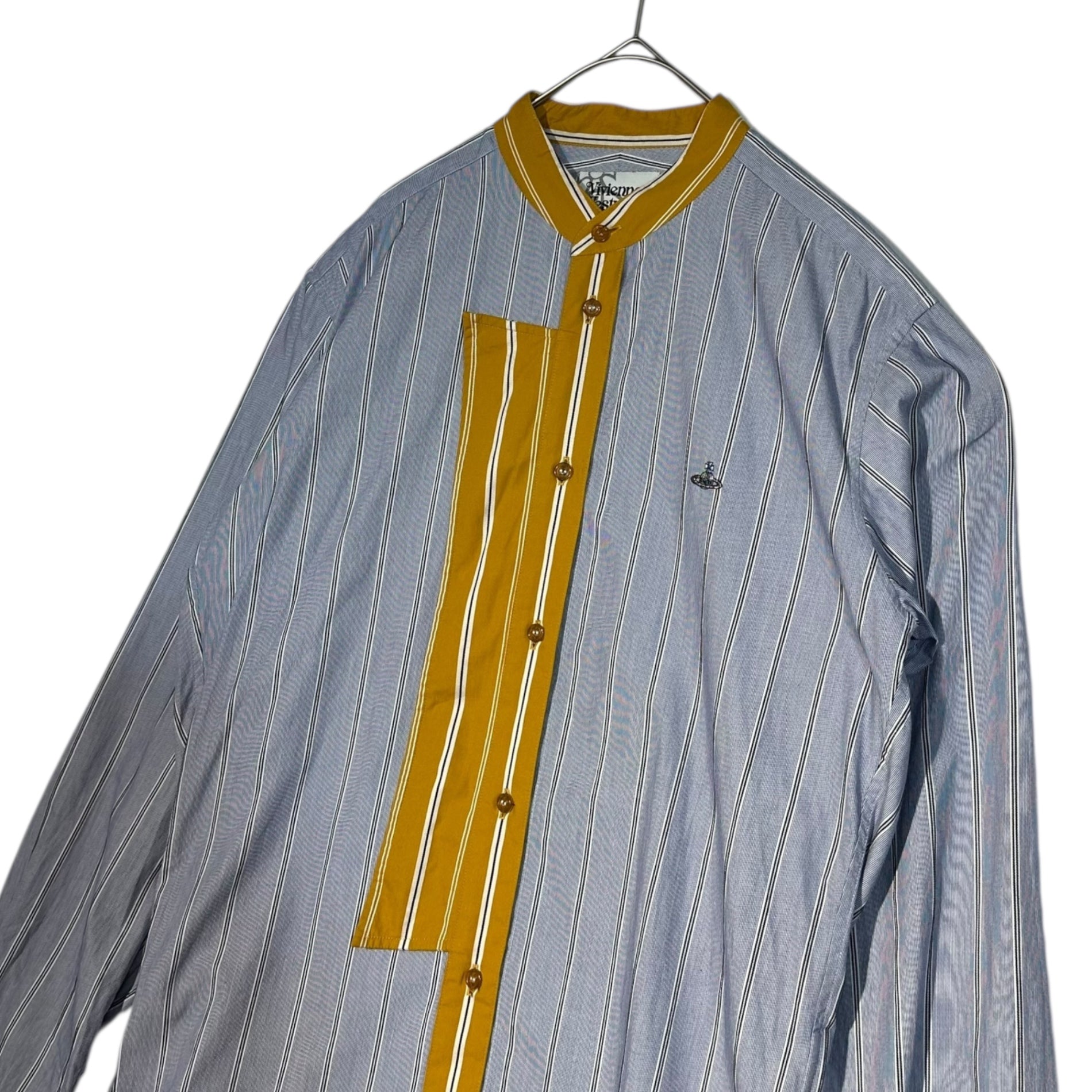 Vivienne Westwood MAN(ヴィヴィアンウエストウッドマン) 19AW 2WAY Design Color Stripe Shirt デザイン カラー ストライプ シャツ VW-WR-89926 46 スカイブルー×イエロー 長袖