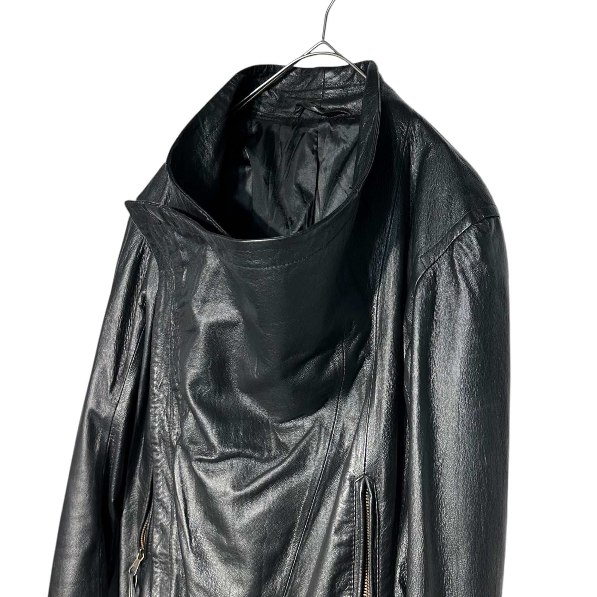 goa(ゴア) Deformed Gimmick Leather Double Riders Jacket 変易 ギミック ダブル ライダース ジャケット 35047084 1(S程度) ブラック Y2K 平成