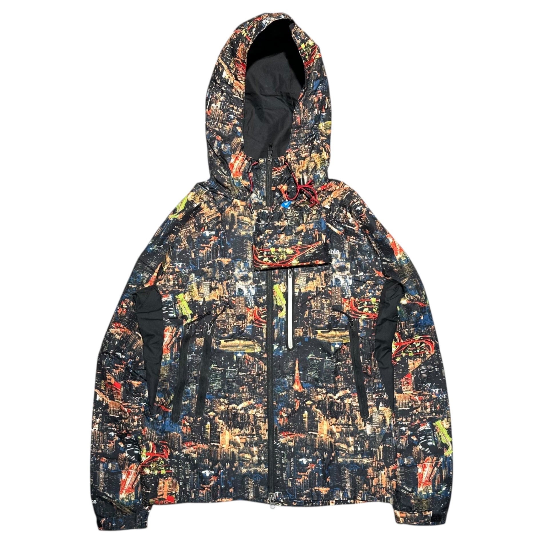 Columbia×Kinetics(コロンビア×キネティクス) 16SS ”Night Scene” Pliny Peak Jacket & Pliny Peak Short プリニーピークジャケット プリニーピークショーツ PM3681 M ブラック×マルチ マウンテンパーカー ショーツ 夜景 セットアップ 上下