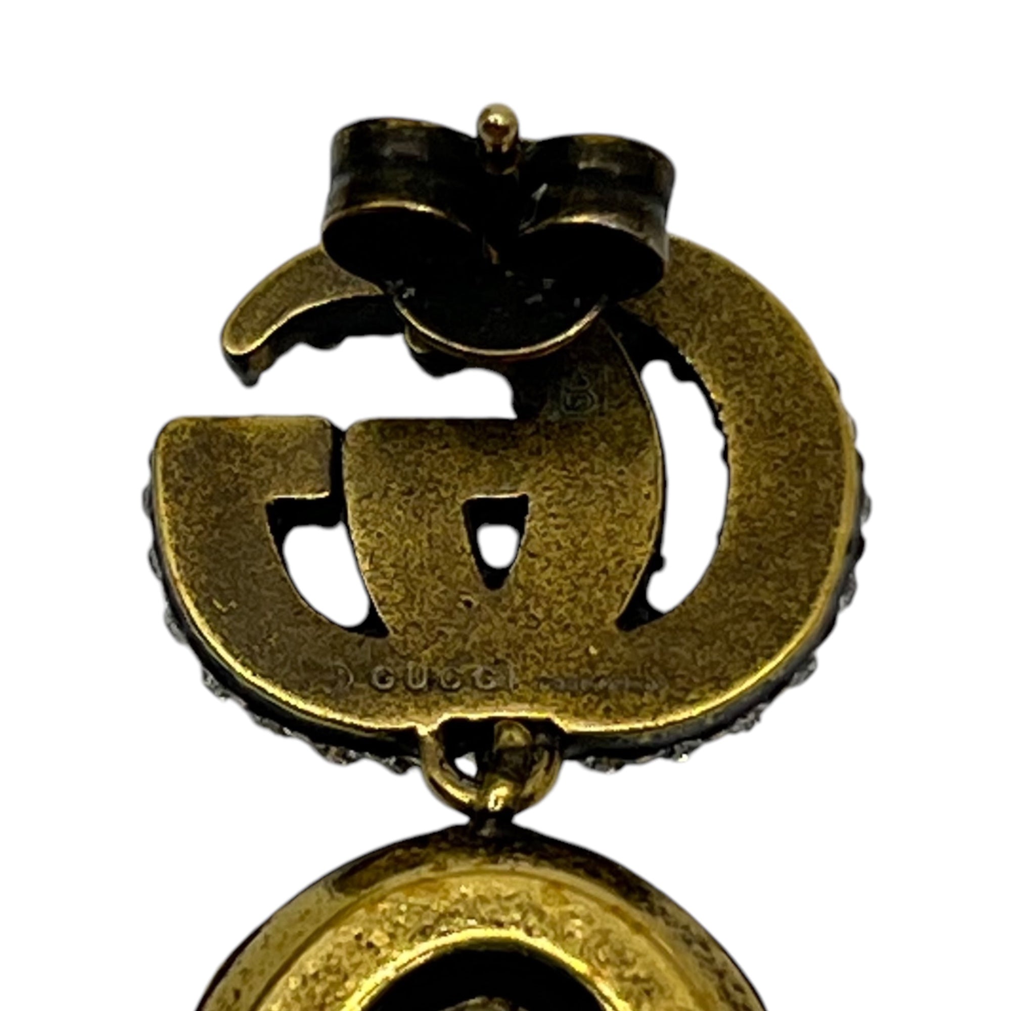 GUCCI(グッチ) Double G crystal gold earrings ダブルG クリスタル ゴールド ピアス ゴールド インターロッキング