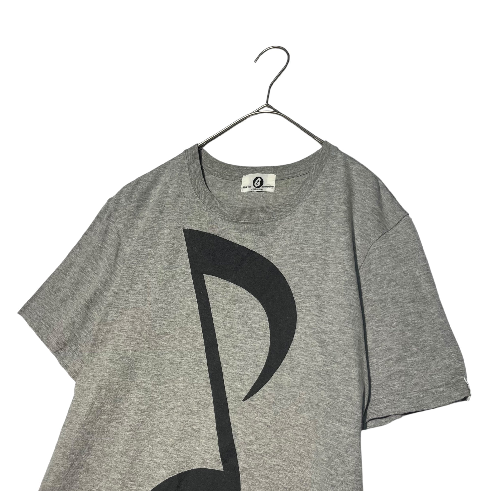 GOODENOUGH(グッドイナフ) musical note print t-shirt 音符 プリント Tシャツ グレー×ブラック 品質表示タグ切り取り