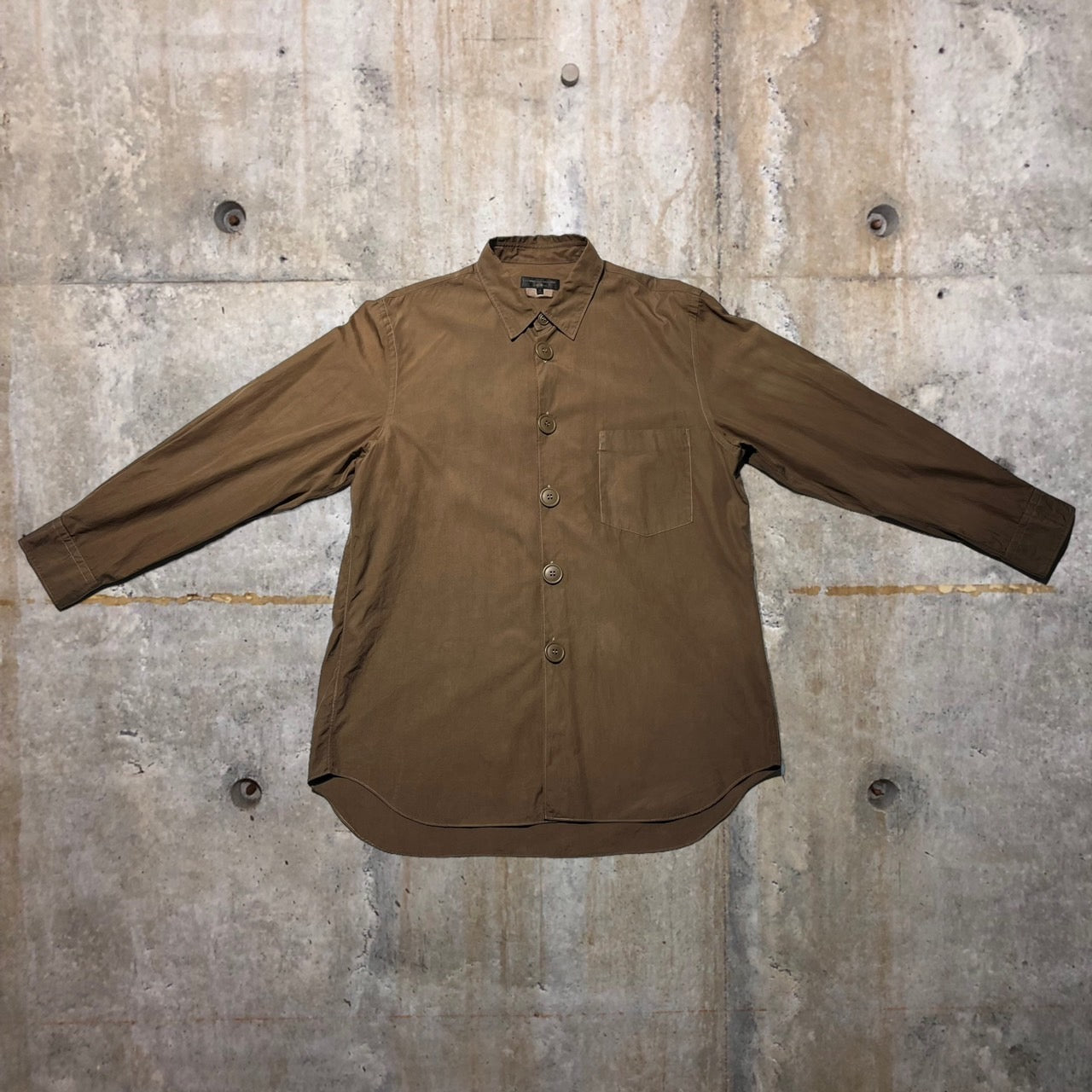 COMME des GARCONS HOMME PLUS(コムデギャルソンオムプリュス) 08SS後染めビッグボタンL/Sシャツ AD2007 M ブラウン