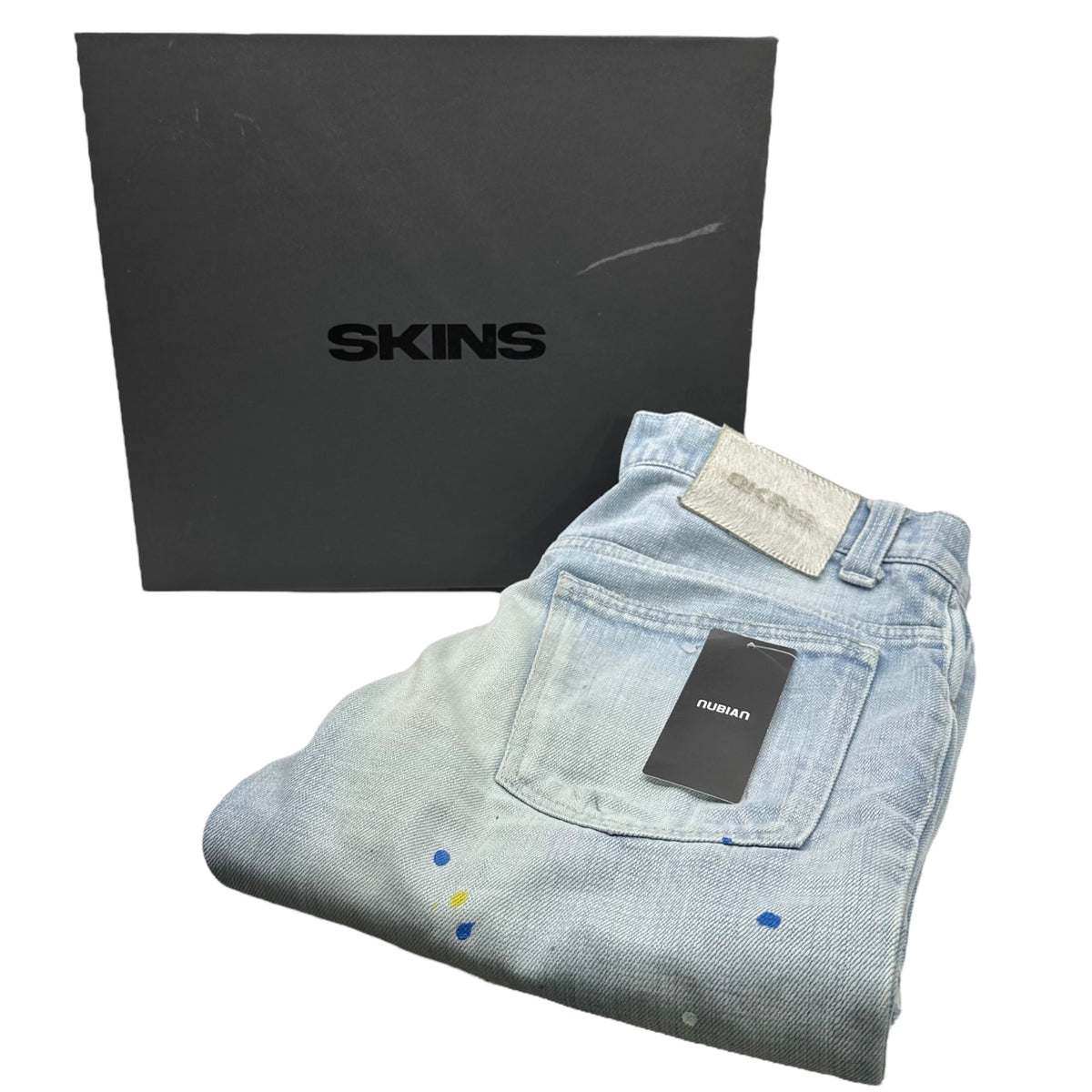 SKINS(スキンズ) Painted Flared Denim Pants ペンキ ダメージ 加工 