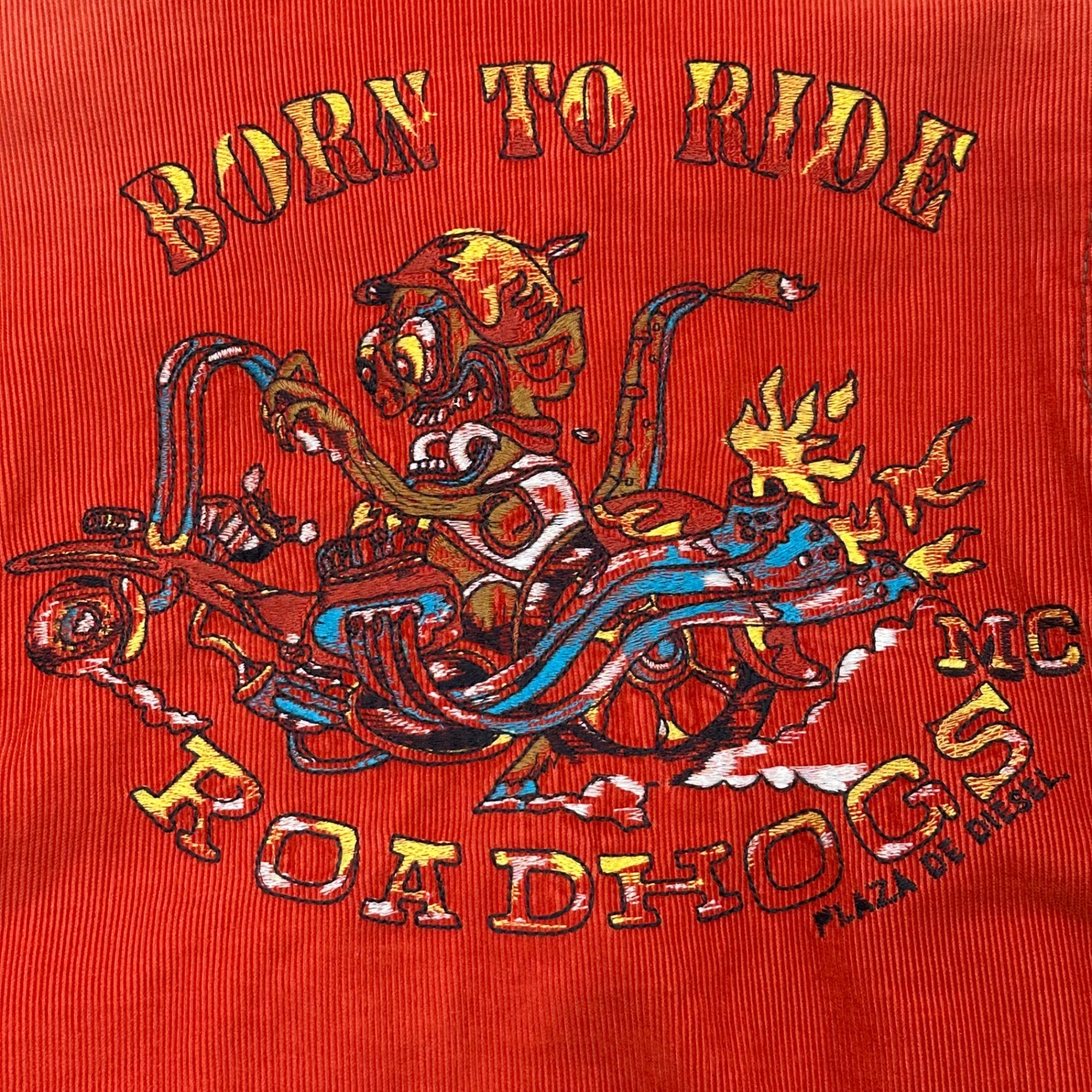 DIESEL(ディーゼル) ”BORN TO RIDE ROADHOGS” Corduroy Zip-Up Jacket コーデュロイ ジップアップ ジャケット M オレンジ
