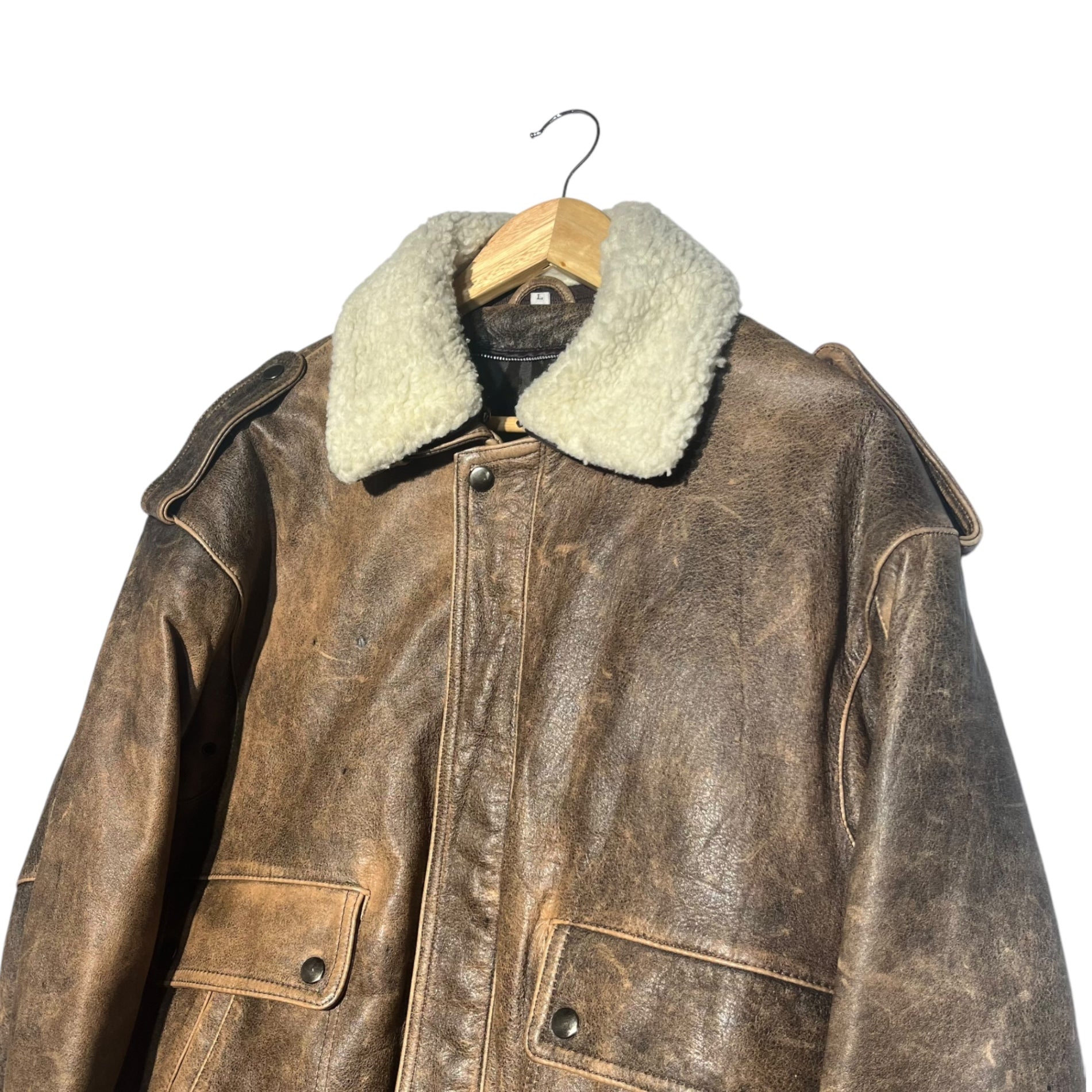 VINTAGE(ヴィンテージ) A-2 flight jacket レザー フライト ジャケット L ブラウン ボア