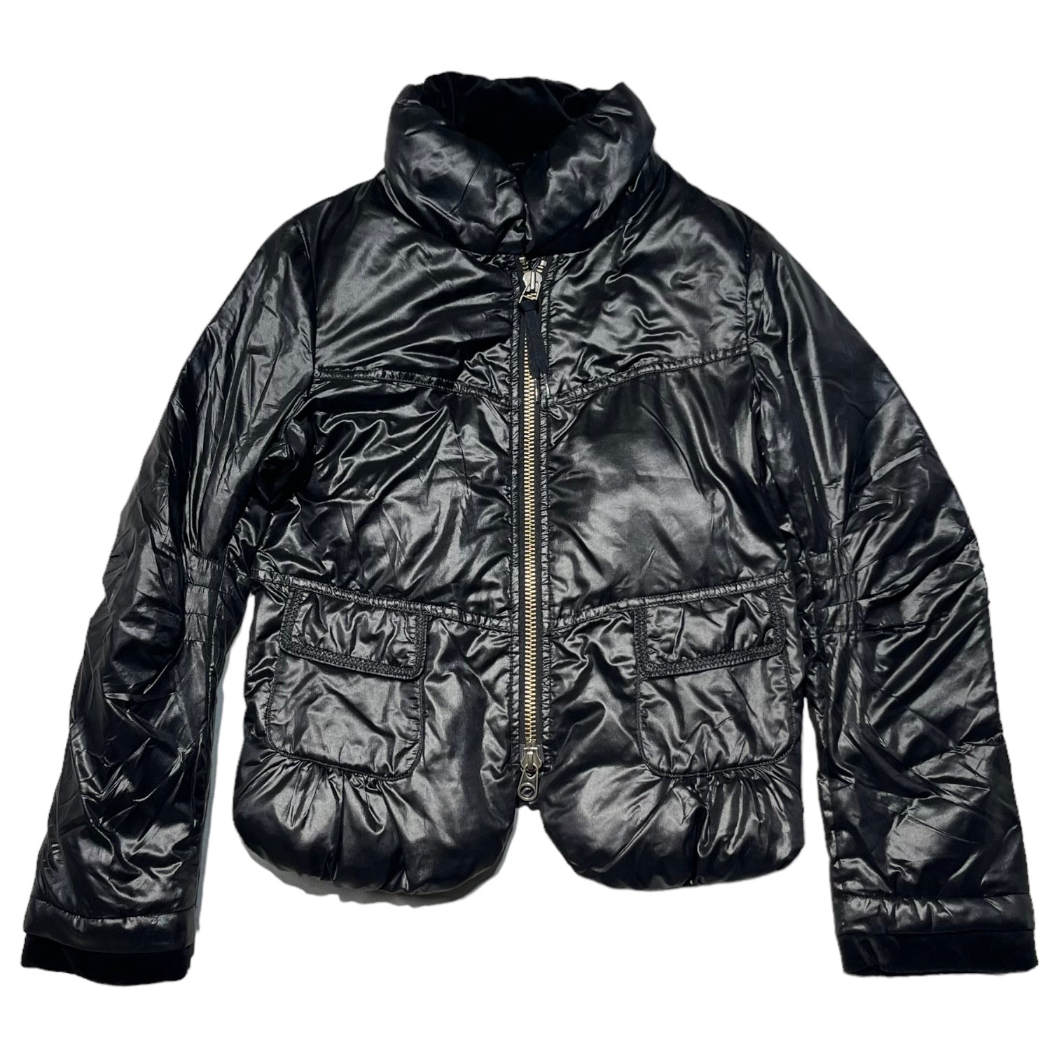 MARITHE FRANCOIS GIRBAUD(マリテフランソワジルボー) 00's velor padded jacket ベロア 切替 中綿 ジャケット ダウン F7-7086 M ブラック Y2K