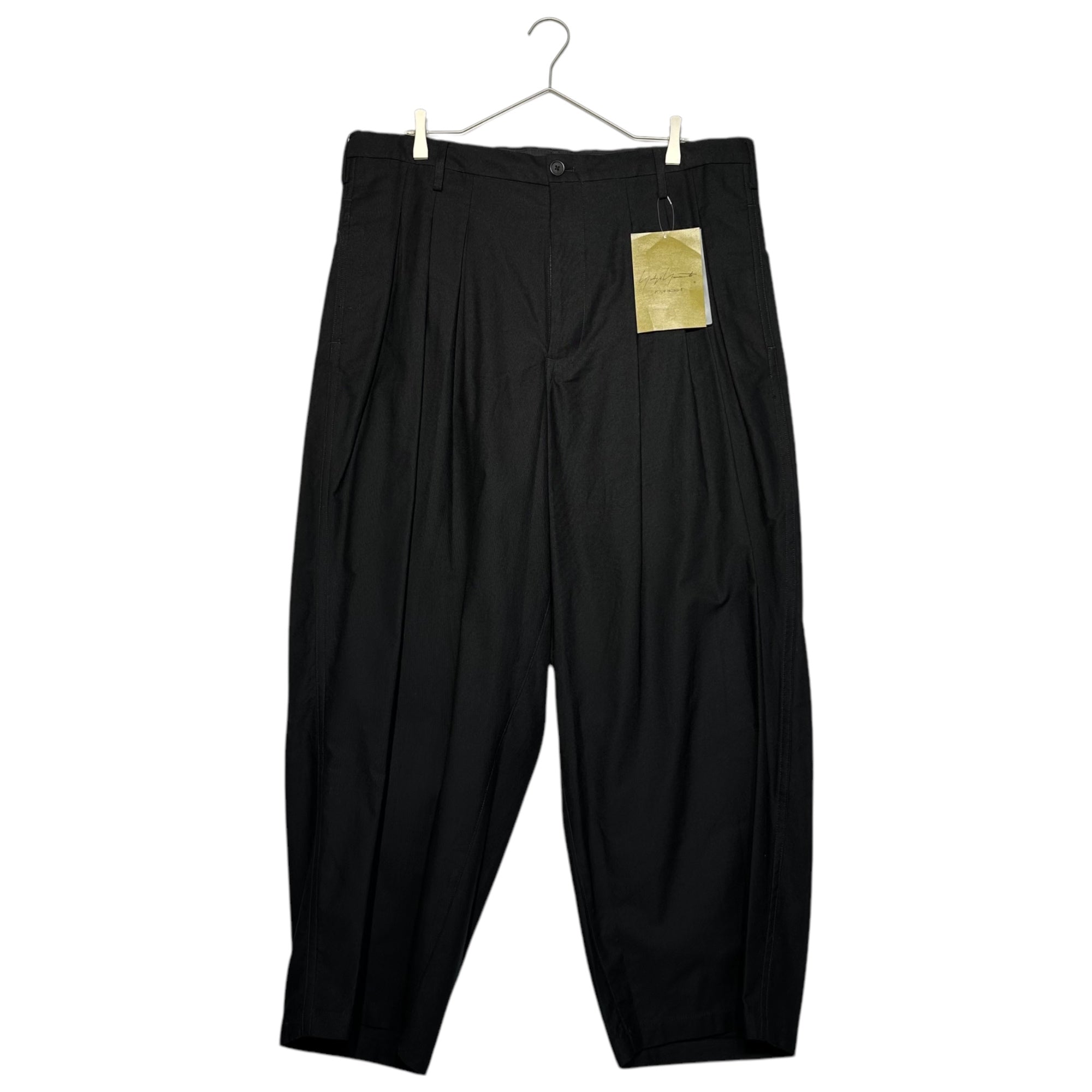 YOHJI YAMAMOTO POUR HOMME(ヨウジヤマモトプールオム) 24AW Cotton twill 12 tuck pants コットン ツイル 12本 タック パンツ HO-P06-002 2(S) ブラック