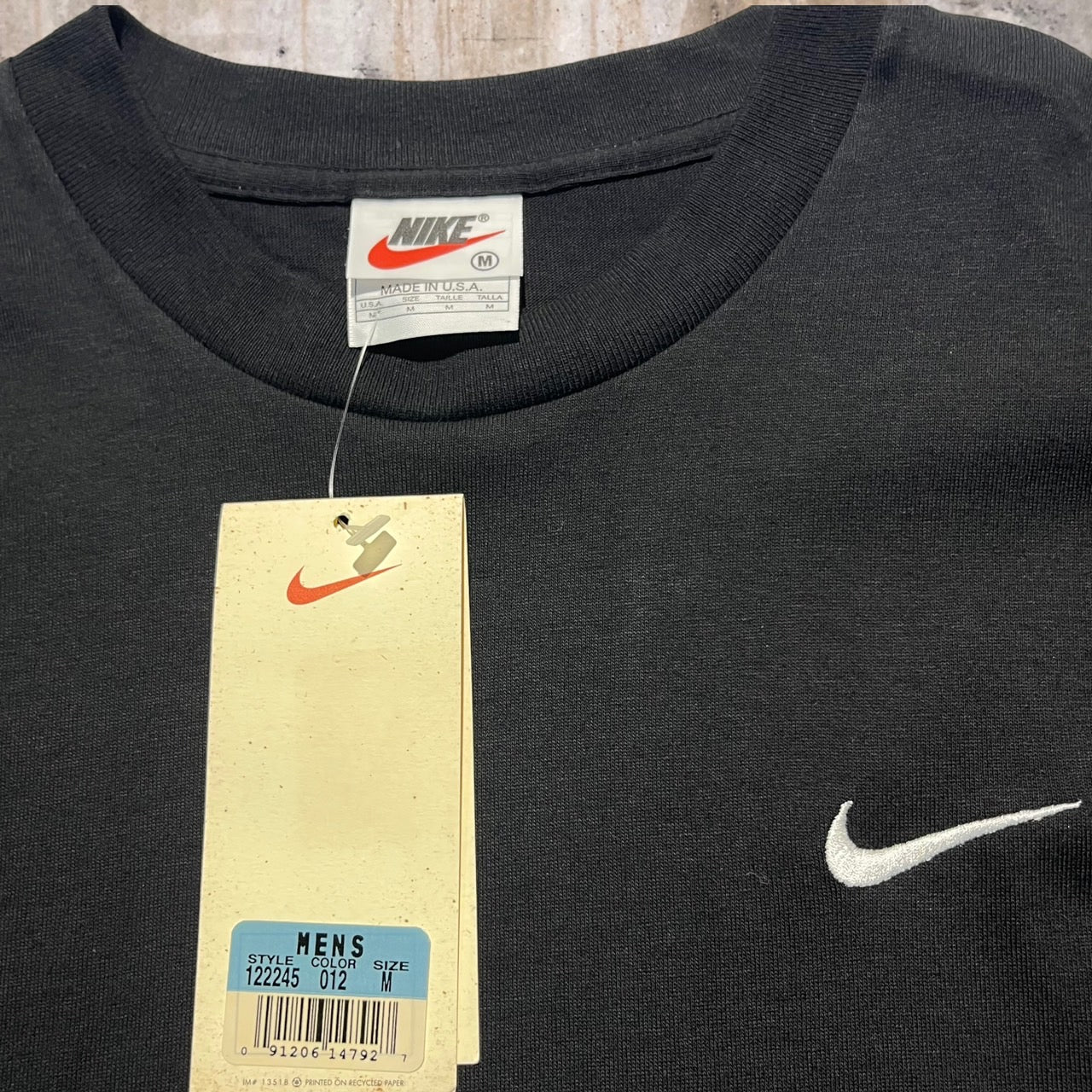 NIKE(ナイキ) 90's USメイドスウッシュロゴTシャツ M ブラック デッドストック