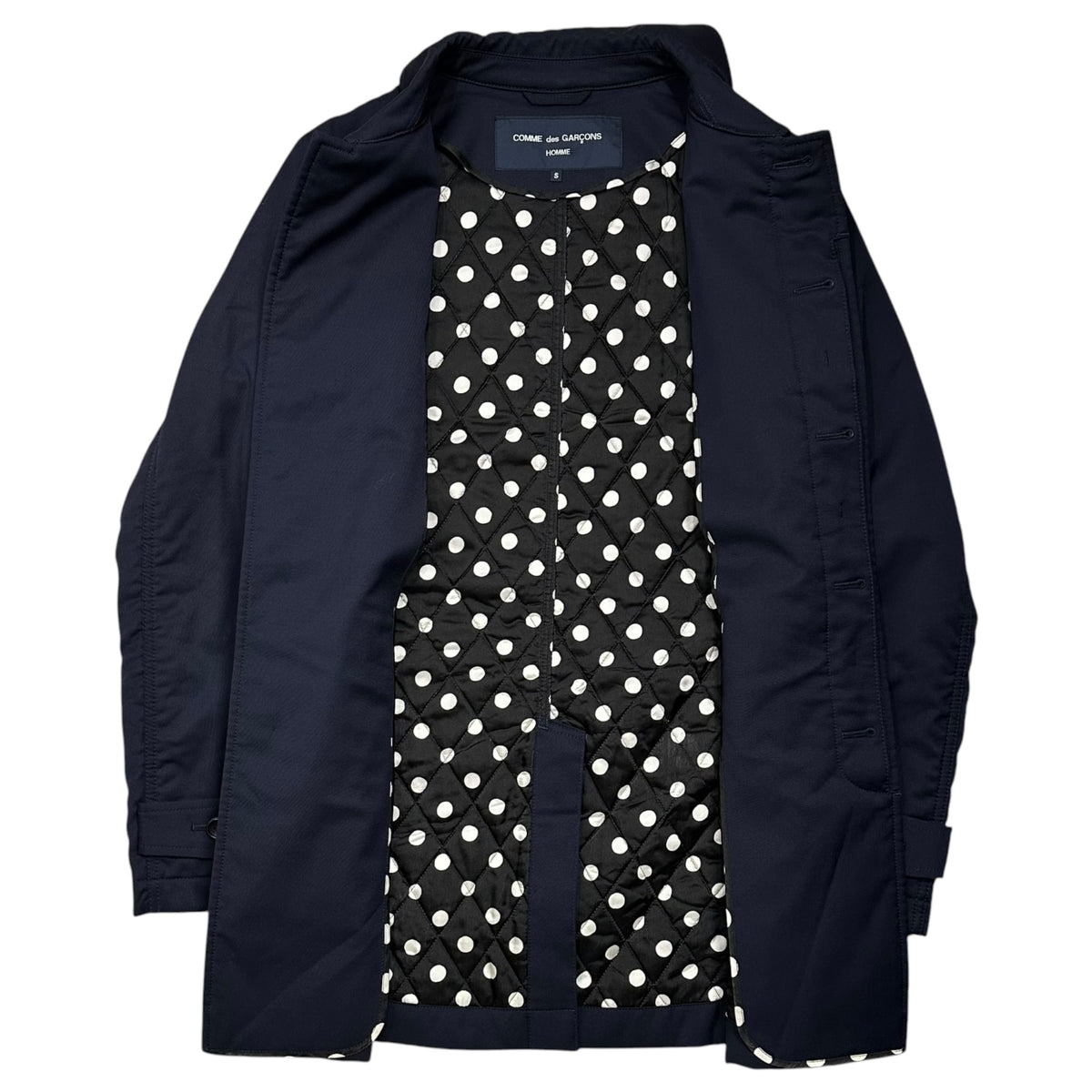 COMME des GARCONS HOMME(コムデギャルソンオム) 2014AW Dot-Lined Short Coat ドット ライニング ショート コート HN-C008 S ネイビー AD2014