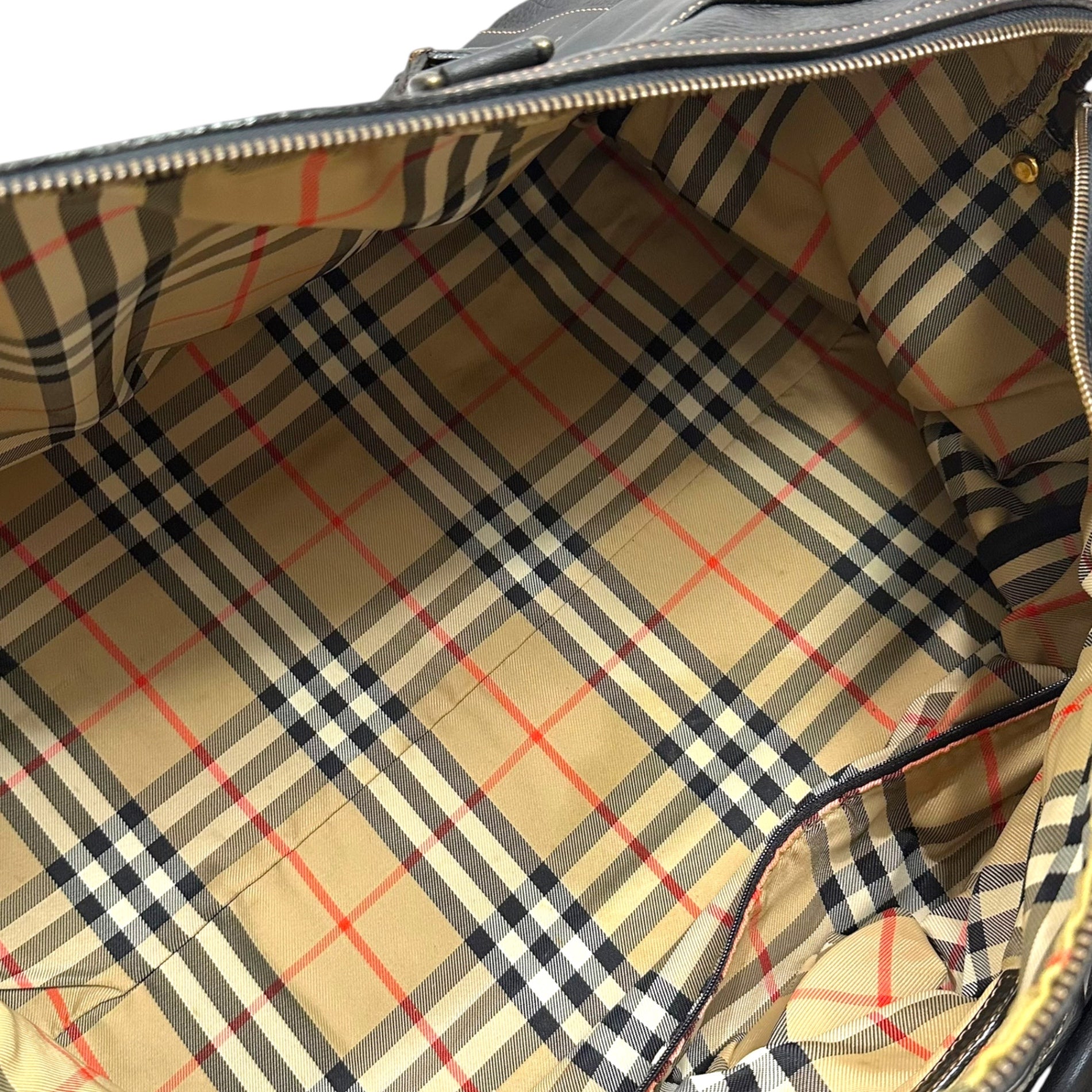 Burberry’s(バーバリーズ) Nova Check Lining Boston Bag ノヴァチェック ライニング ボストンバッグ ブラック 旅行鞄