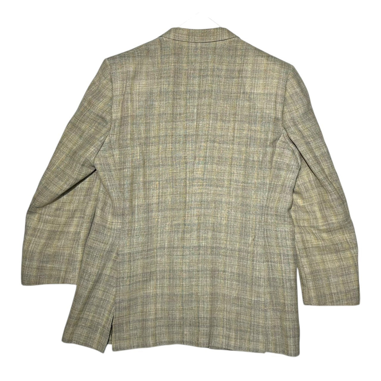 GIVENCHY(ジバンシィ) 80's ~ 90's Check Linen Wool 2B Tailored Jacket チェック リネン ウール 2B テーラード ジャケット M程度 グレー 80年代~90年代 ヴィンテージ 古着