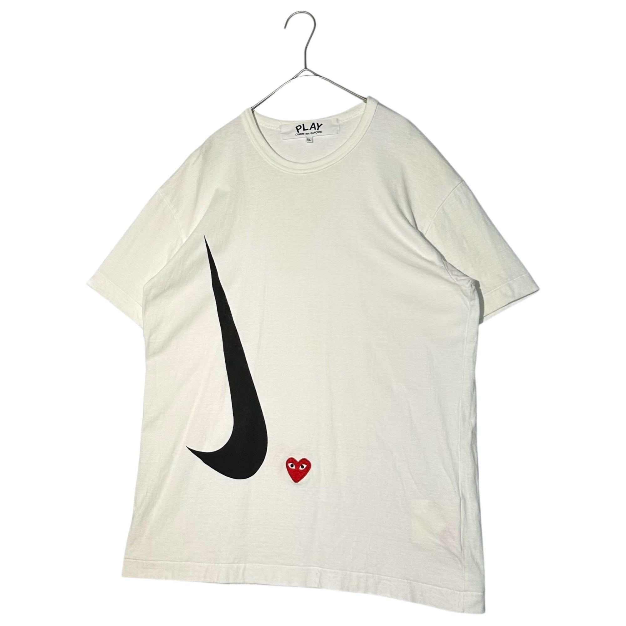 PLAY COMME des GARCONS(プレイコムデギャルソン) NIKE PRINT T-SHIRT ナイキ プリント Tシャツ スウッシュ AE-T402 XL ホワイト AD2021