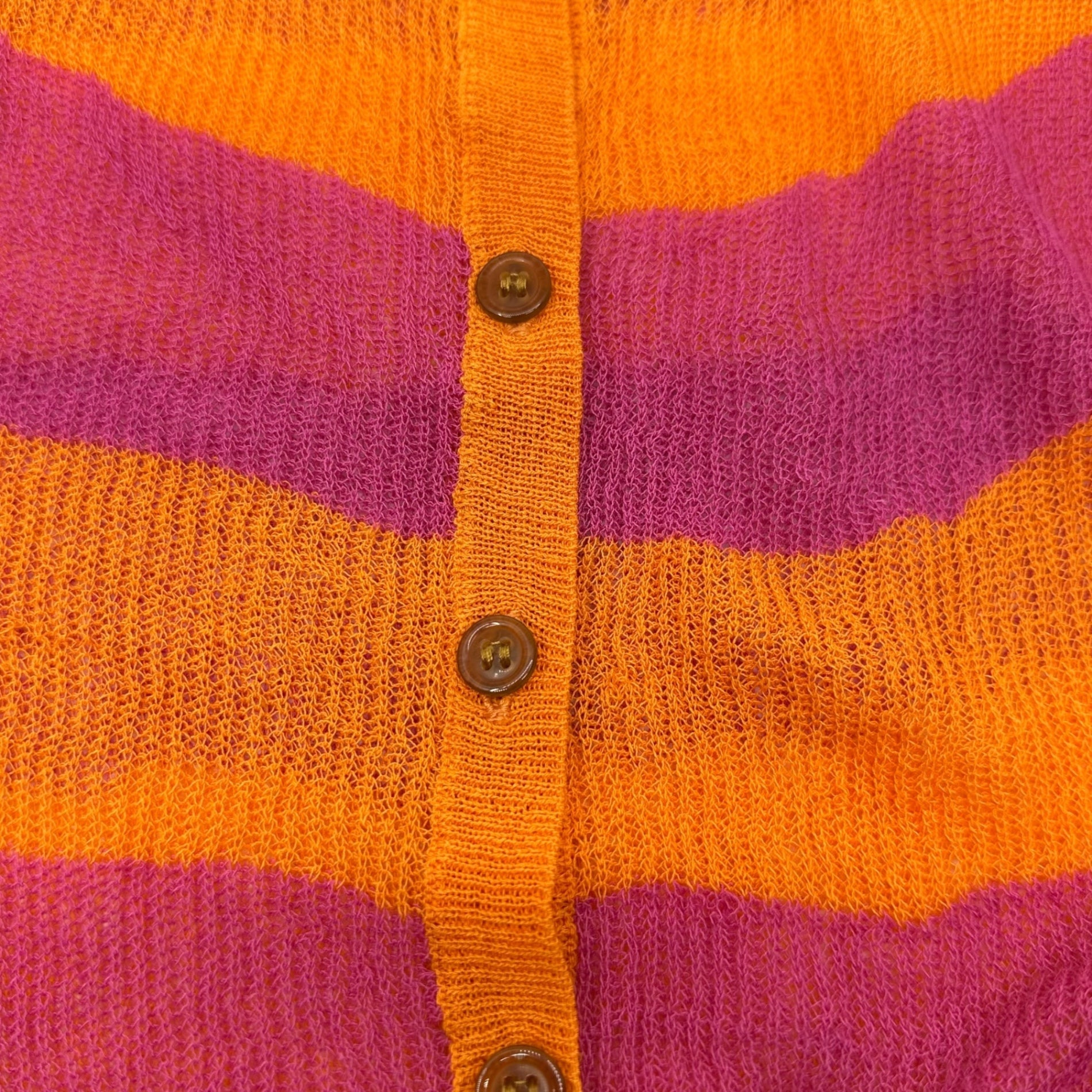 Vivienne Westwood RED LABEL(ヴィヴィアンウエストウッドレッドレーベル) 00's Orb Logo Embroidered Striped Knit Cardigan オーブロゴ 刺繍 ボーダー ニット カーディガン 357-01-14062 2 ピンク×オレンジ Y2K 薄手 メッシュ