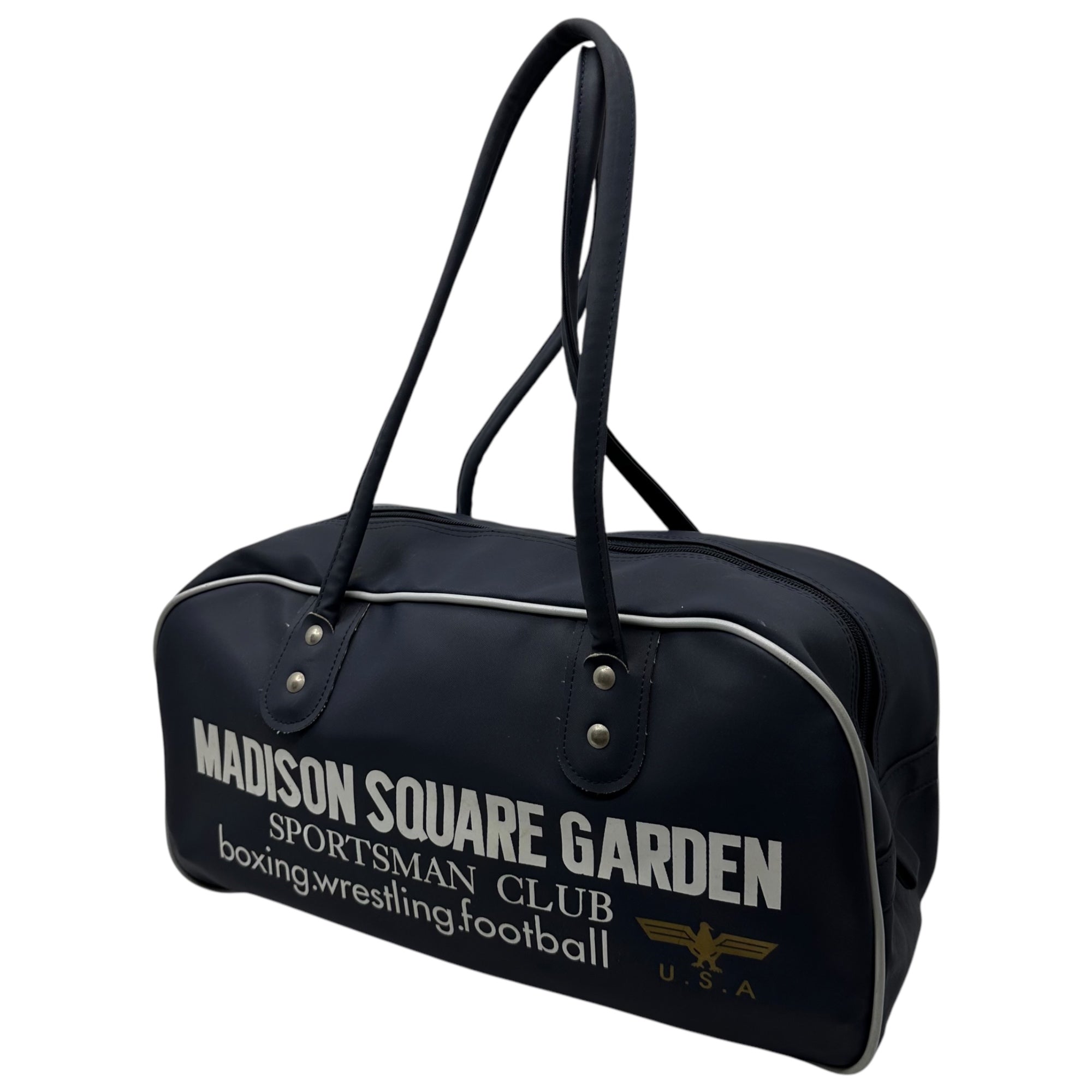 VINTAGE(ヴィンテージ) MADISON SQUARE GARDEN マディソン スクール バッグ foot ball 昭和レトロ ハンド ワンショルダー スポーツ ネイビー
