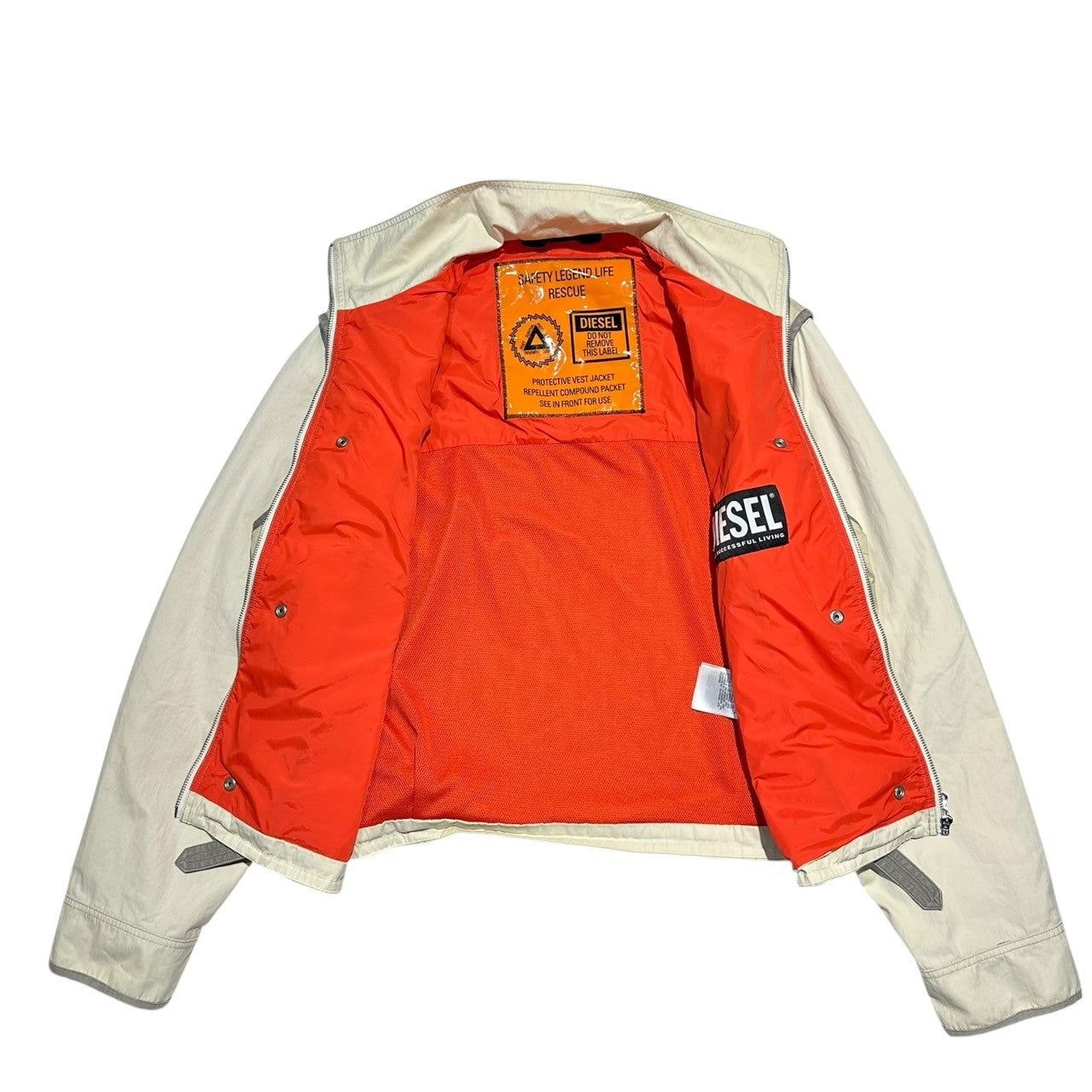 DIESEL(ディーゼル) 22SS J-OHLEN 2WAY MILITARY VEST JACKET ミリタリー ベスト ジャケット A062170JKKH L アイボリー ブルゾン