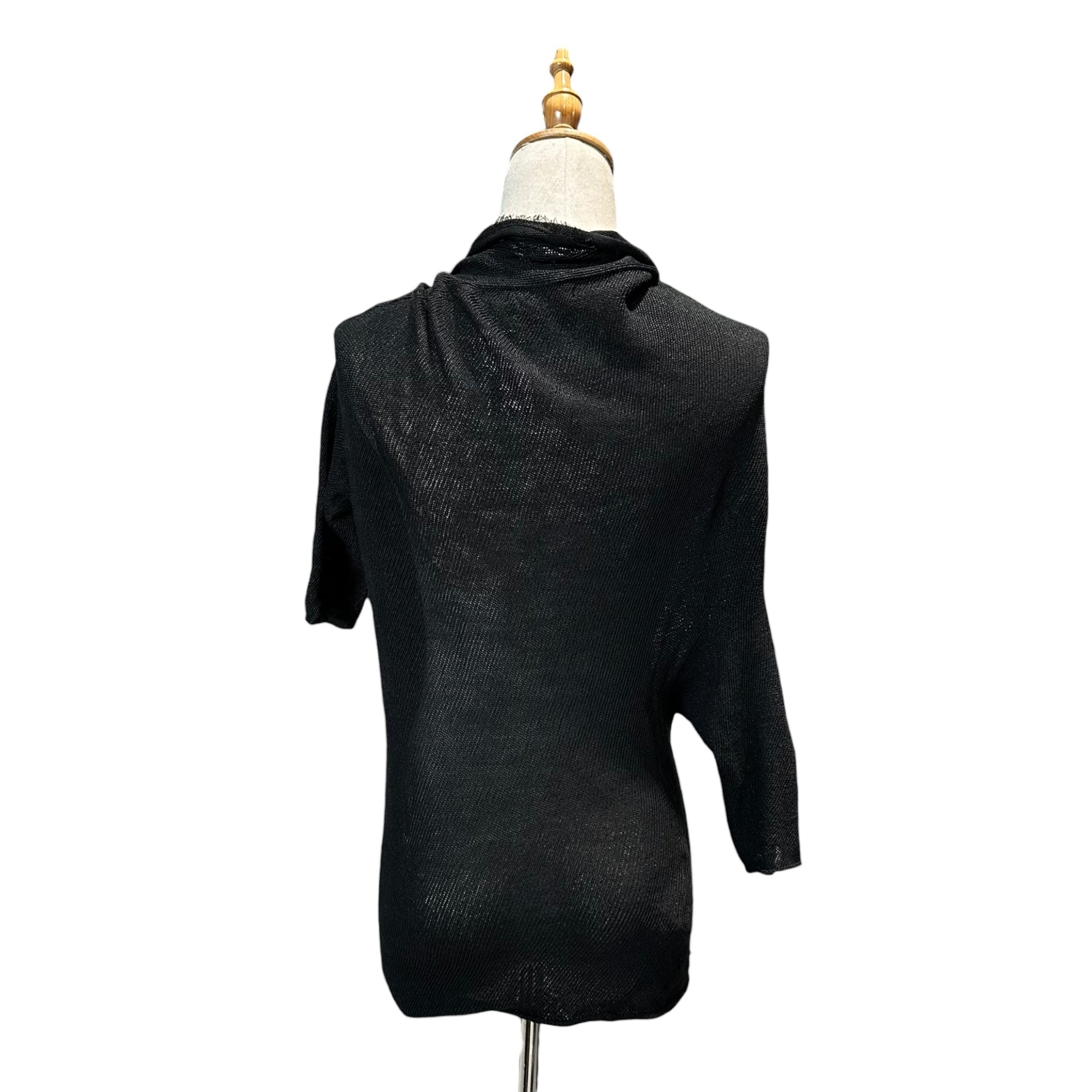 Y's(ワイズ) Paper Yarn Cut-Off Distorted Knit Top ペーパーヤーン 断ち切り 変形 カットソー YX-K36-870 3(L程度) ブラック