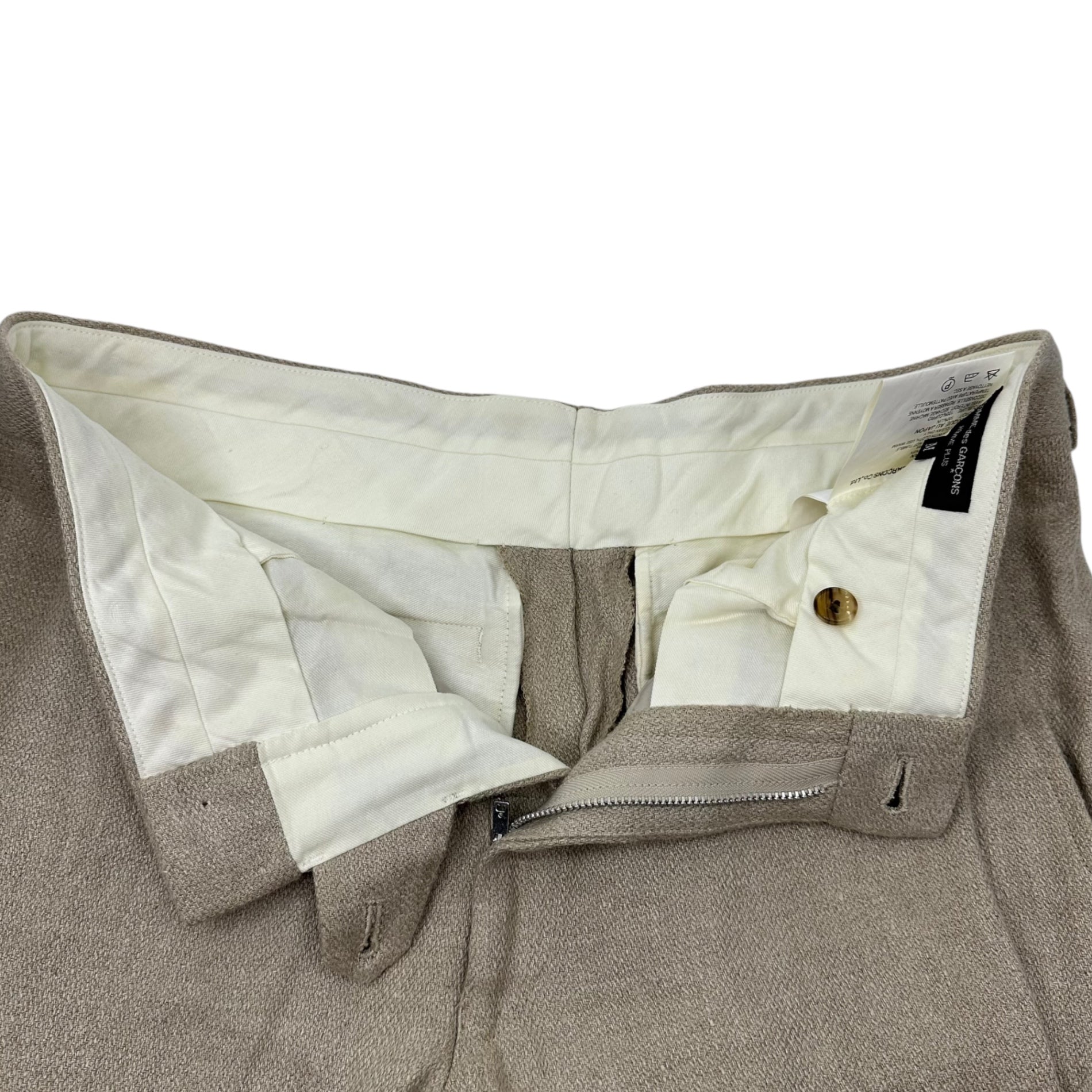 COMME des GARCONS HOMME PLUS(コムデギャルソンオムプリュス) 02SS 蛍光期 Linen tapered slacks リネン テーパード スラックス XE-P070 M ベージュ AD2001