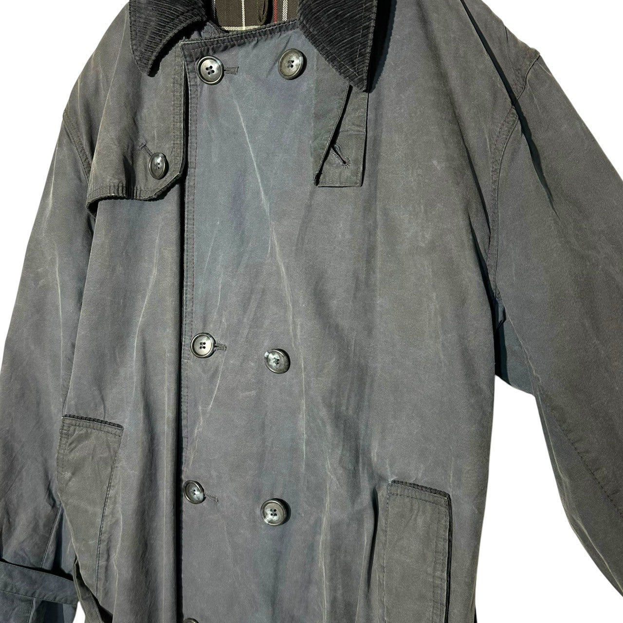 Barbour(バブアー) 90's Vintage Oiled TRENCH COAT ヴィンテージ オイルド ロング トレンチ コート C40(L程度) ネイビー 90年代 3ワラント