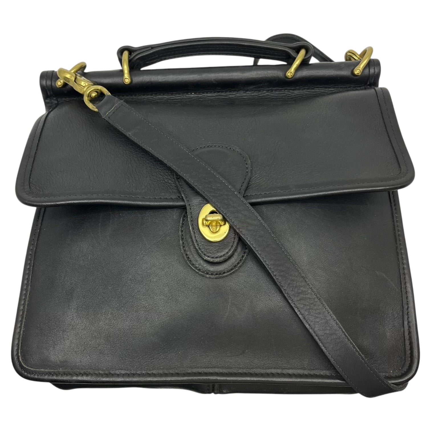 COACH(コーチ) OLD COACH 2WAY leather turnlock shoulder bag レザー ターンロック レザー ショルダー バッグ 9927 ブラック ヴィンテージ