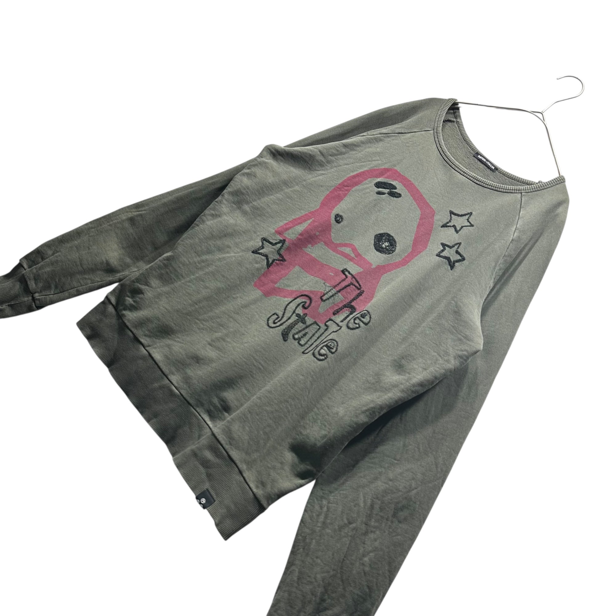 REIGN ITALIA(レインイタリア) Stitch and Print Sweatshirt ステッチ アンド プリント スウェット AF167 F060 4001 L カーキ
