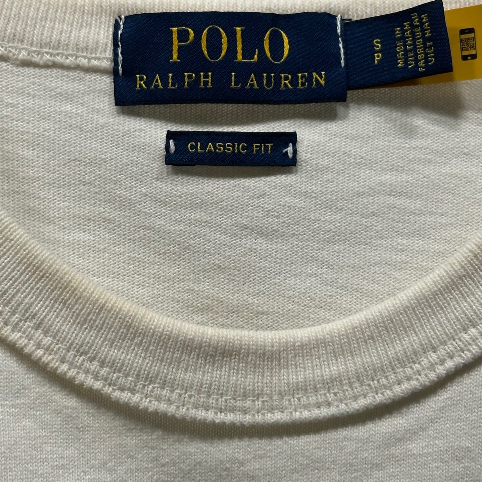 POLO RALPH LAUREN(ポロラルフローレン) Patch Logo Crew Neck T-Shirt パッチロゴ クルーネック Tシャツ S ホワイト×マルチカラー