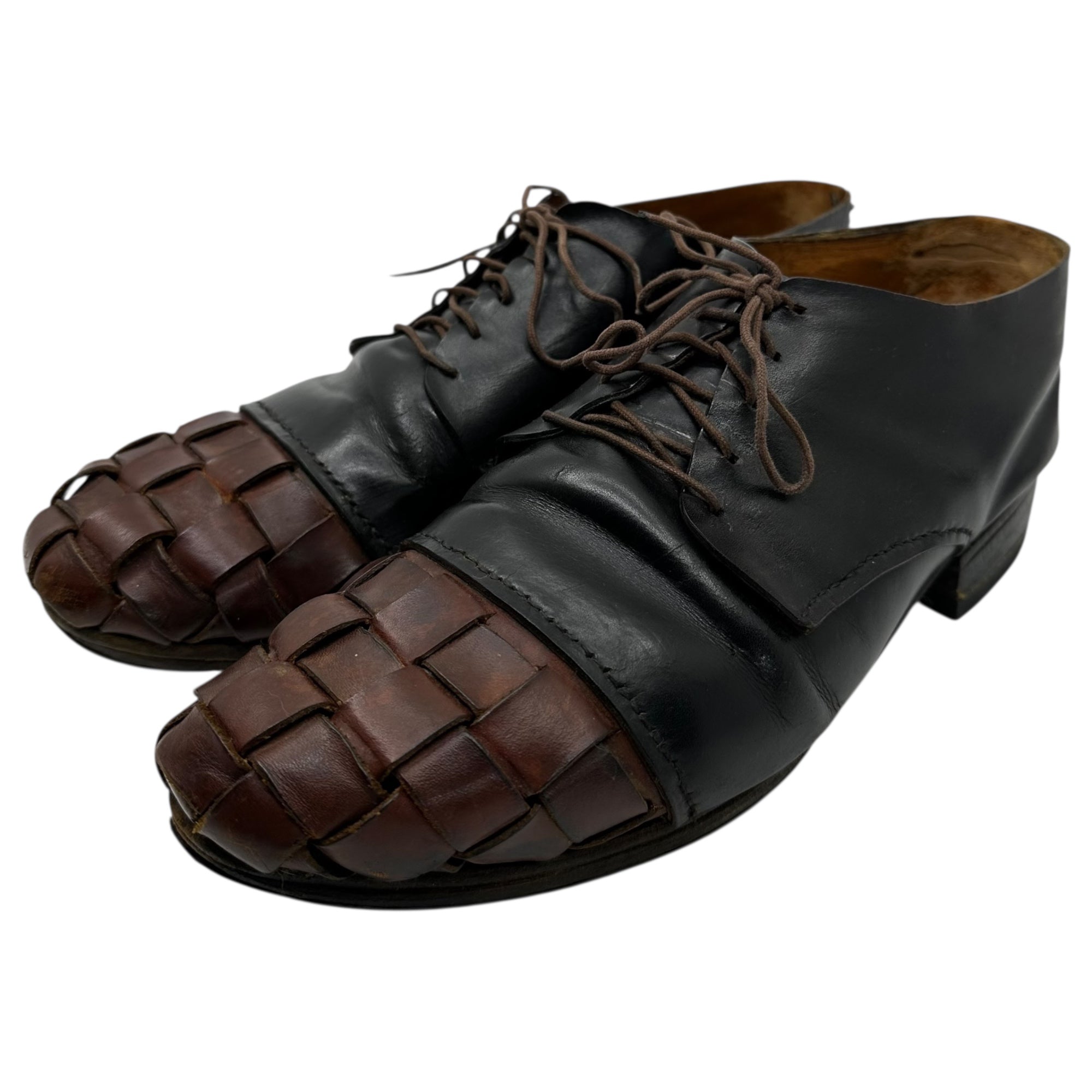 munoz vrandecic(ムニョスブランデシッチ) Intrecciato Toe Leather Shoes イントレチャート トゥ レザー シューズ 44(28.5cm程度) ブラック×ブラウン 革靴