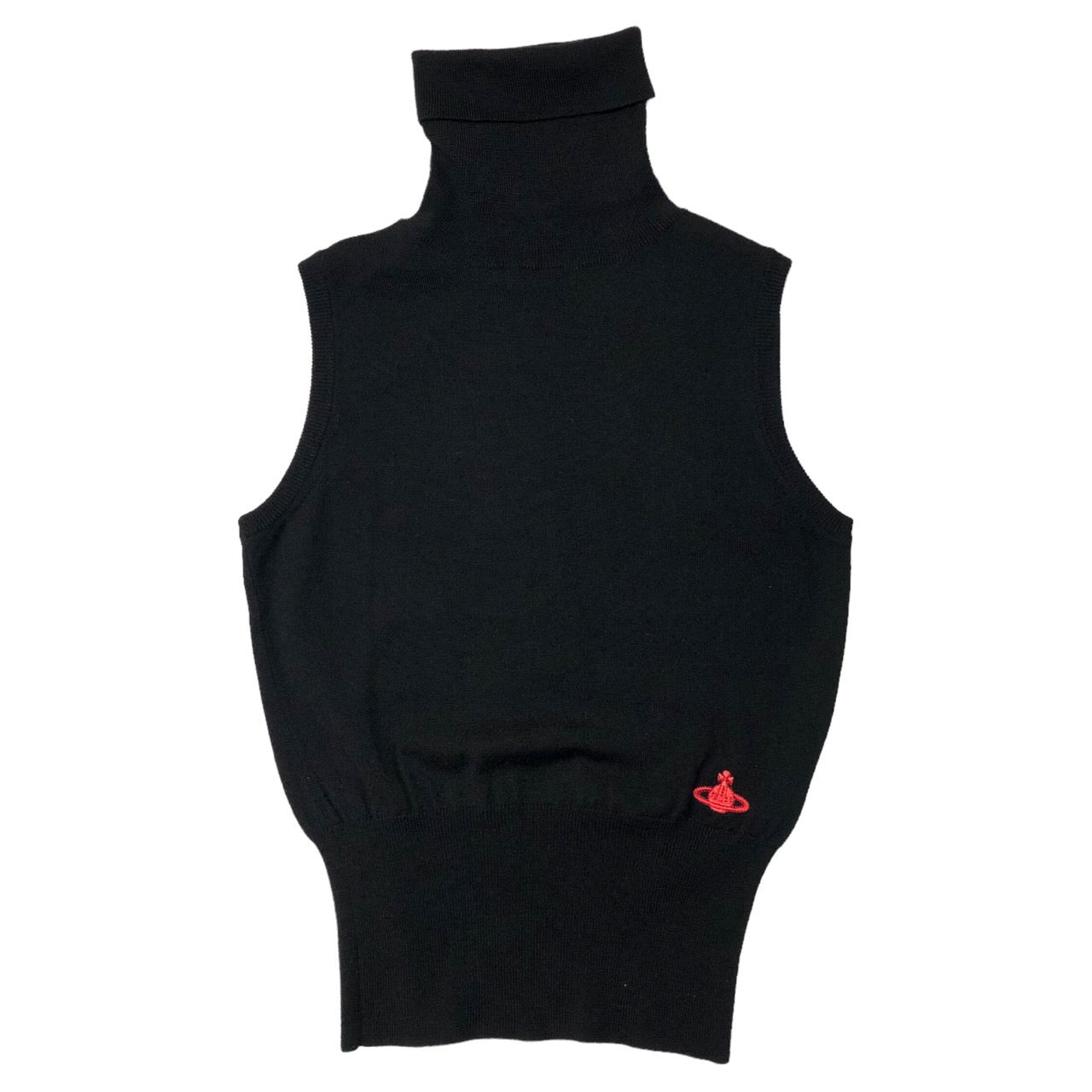 Vivienne Westwood RED LABEL(ヴィヴィアンウエストウッドレッドレーベル) Sleeveless high neck knit pull over/スリーブレスハイネックニットプルオーバー/オリゾンティ/オールド/00s JB357-001-15008JD SIZE 2(M) ブラック×レッド