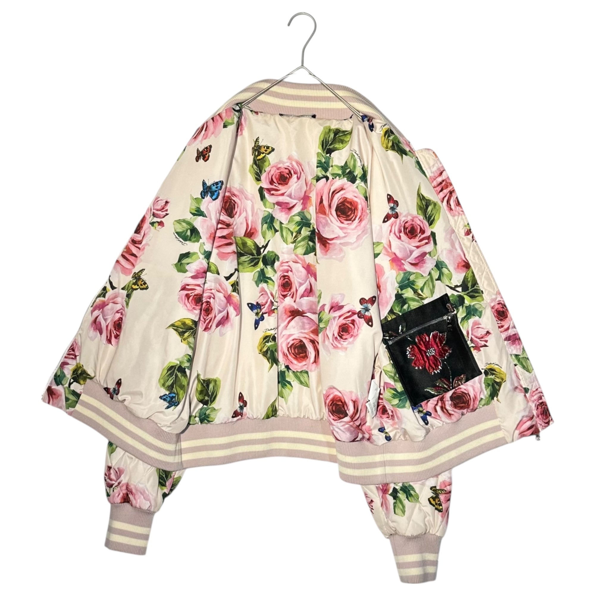 DOLCE&GABBANA(ドルチェ&ガッバーナドルガバ) Floral Print Bomber Jacket フローラル プリント ボンバー ジャケット F9982T FSM9T 44(XS程度) ピンク×グリーン ブルゾン