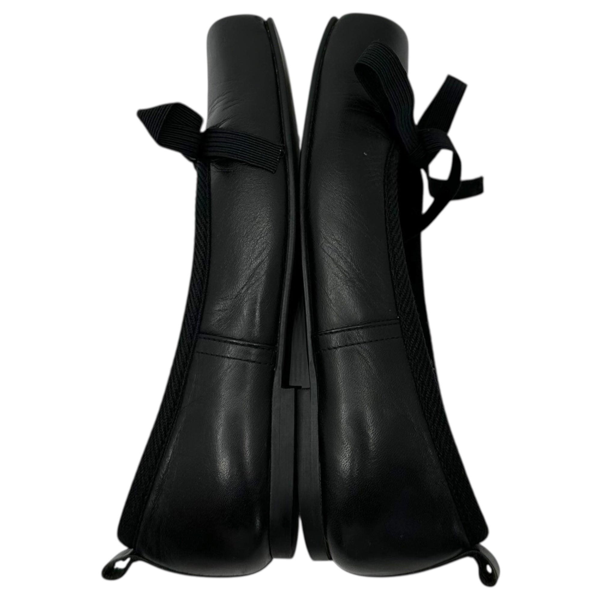 robe de chambre COMME des GARCONS(ローブドシャンブルコムデギャルソン) Square-Toe Ribbon Ballet Shoes スクエアトゥ リボン バレエ シューズ 22.5cm ブラック パンプス フラット ヴィンテージ 稀少アイテム