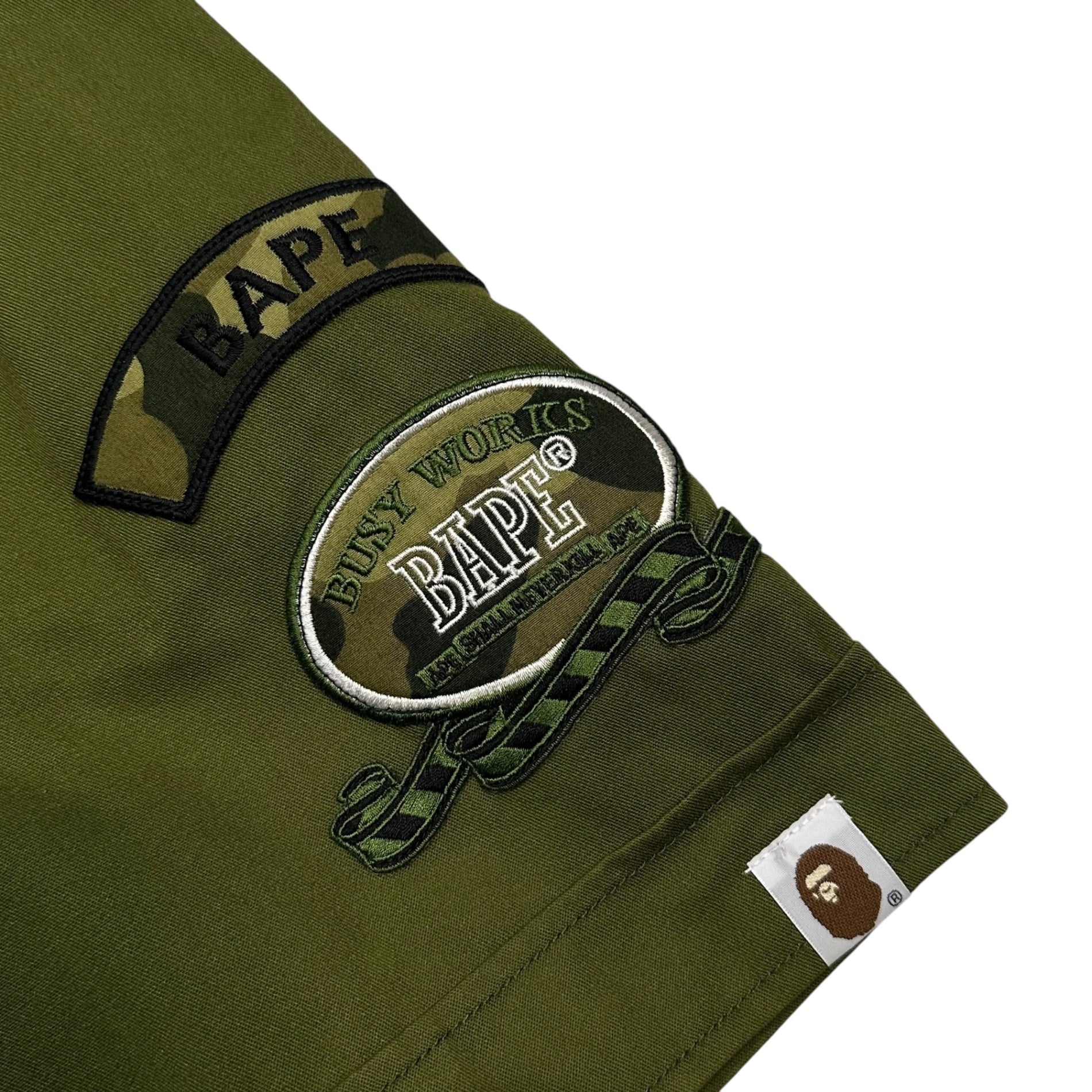 A BATHING APE(アベイシングエイプ) 00's FELLOWSHIP BAPE CAMP BOY SCOUT SHIRT ワッペン 半袖 ボーイ スカウト シャツ M オリーブ