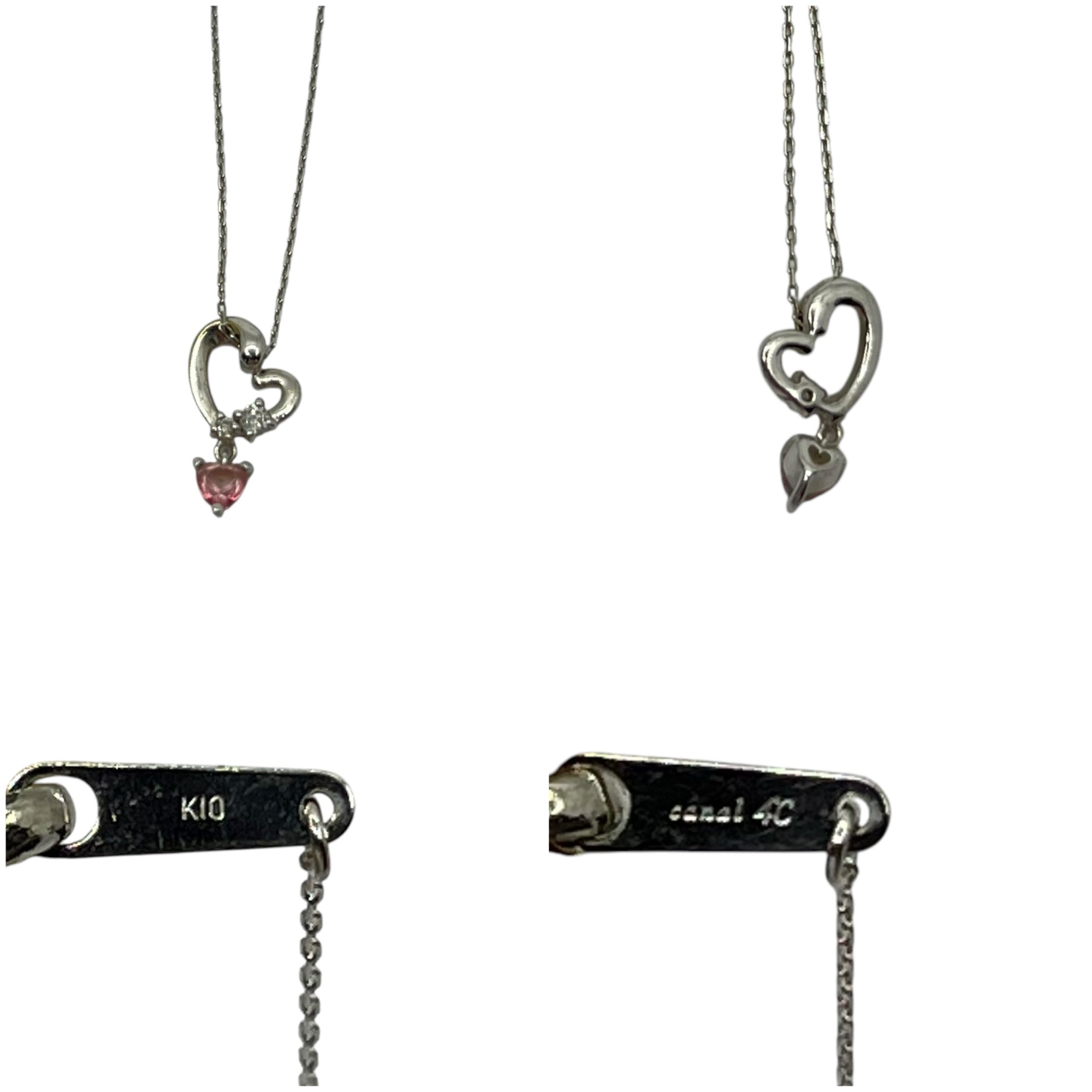 4℃(ヨンドシー) 10K チェーン ネックレス ハート ペンダント シルバー オルゴール ケース 付き