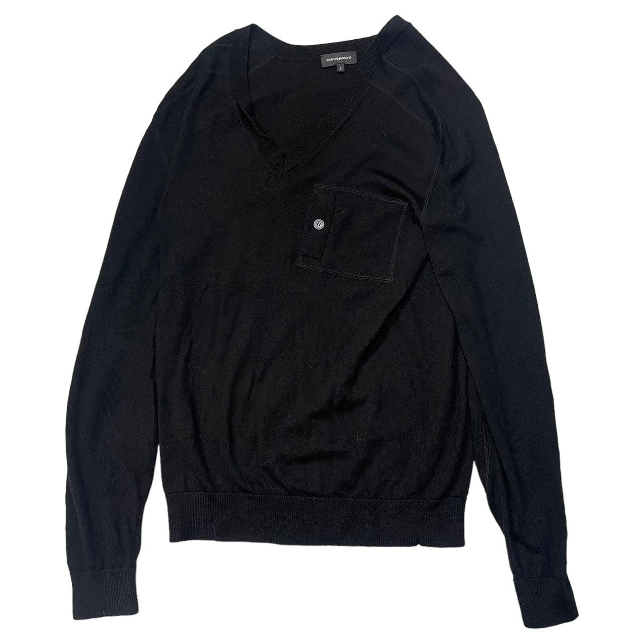 KRIS VAN ASSCHE(クリスヴァンアッシュ) 00's Spiral neck knit pullover with pockets/ポケット付スパイラルネックニットプルオーバー S ブラック
