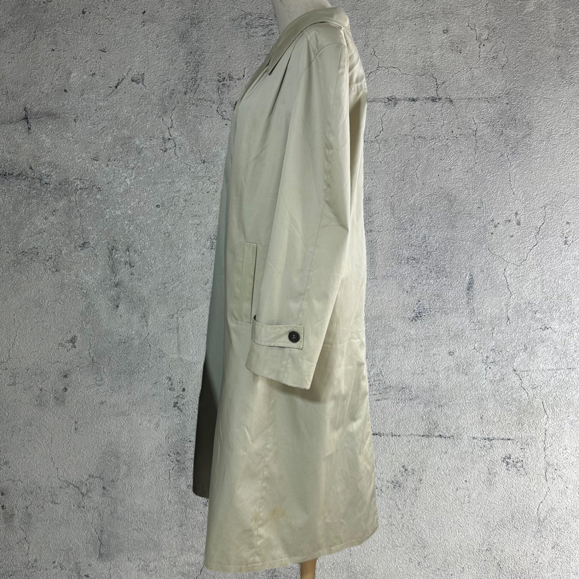 Euro vintage(ヨーロッパヴィンテージ) 70's~ trench over coat トレンチオーバーコート 42(L~XL程度) ペールグリーン / 色褪せ・小シミ有