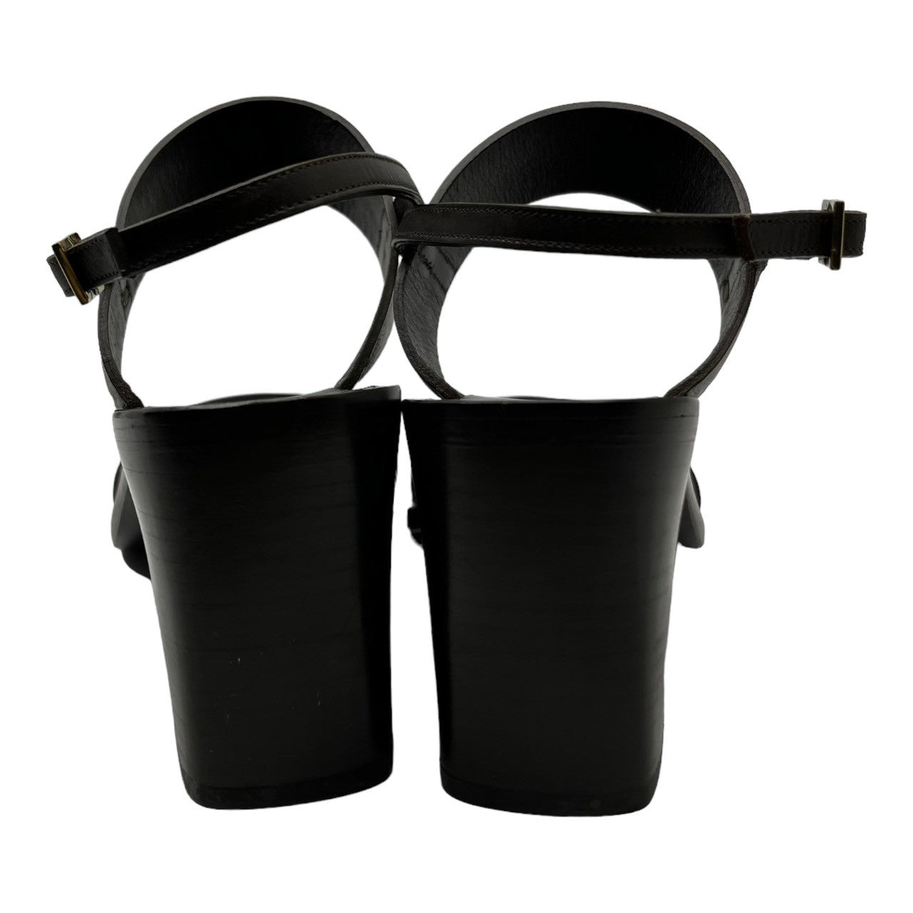 GUCCI(グッチ) GGスタッズレザーヒールサンダル 1139 34 1/2(22cm程度) ブラウン