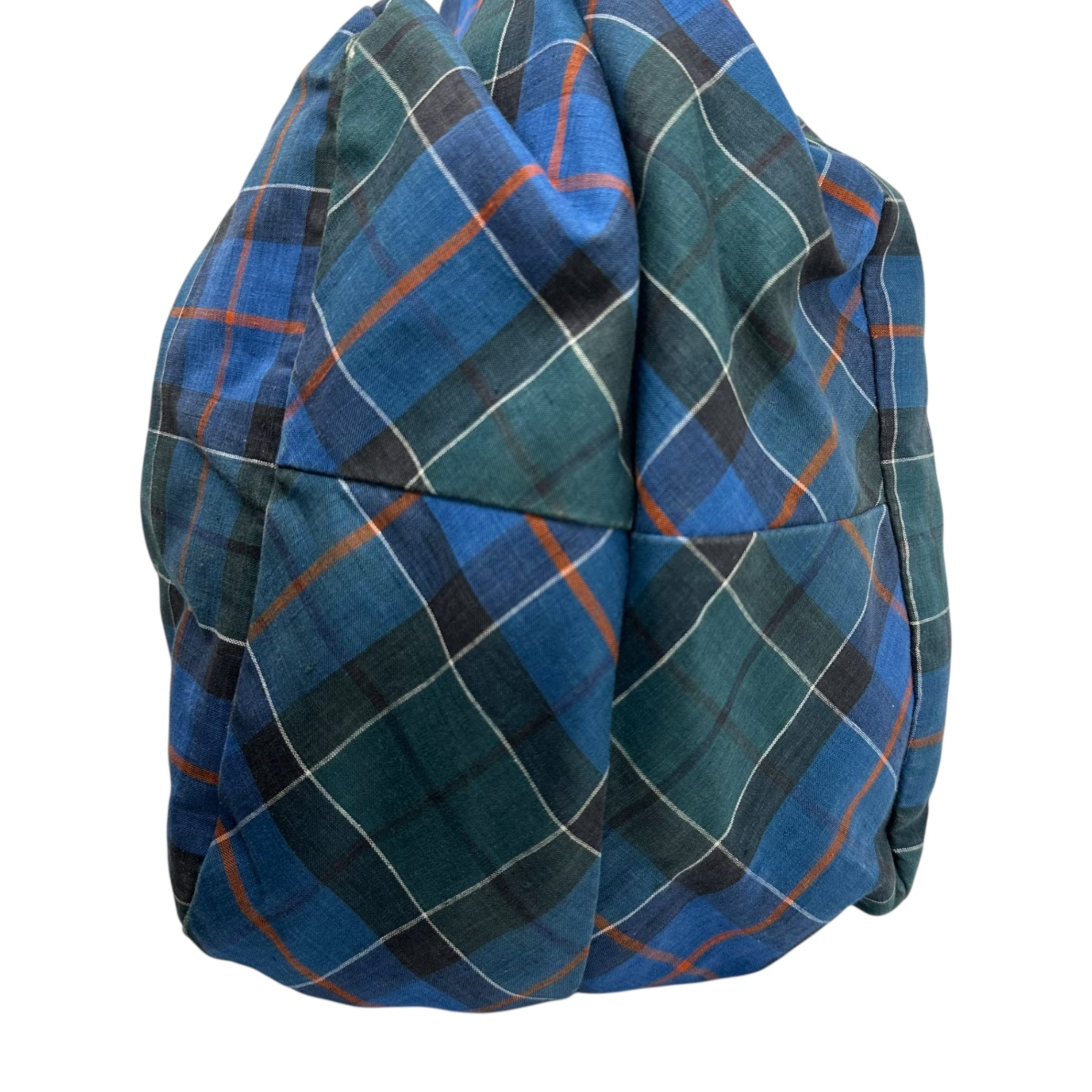 tricot COMME des GARCONS(トリココムデギャルソン) Leather Handle Linen Check Tote Bag レザー ハンドル リネン チェック トート バッグ TC-K 205 ブルー×グリーン
