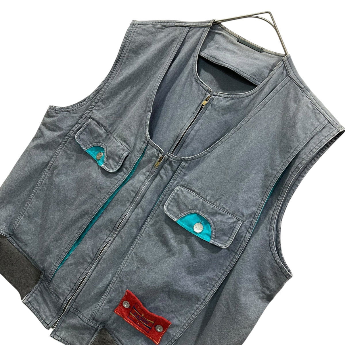 PASHU(パッシュ) 1990’s Layered Gimmick Vest レイヤード ギミック ベスト M グレー×ライトブルー 90年代