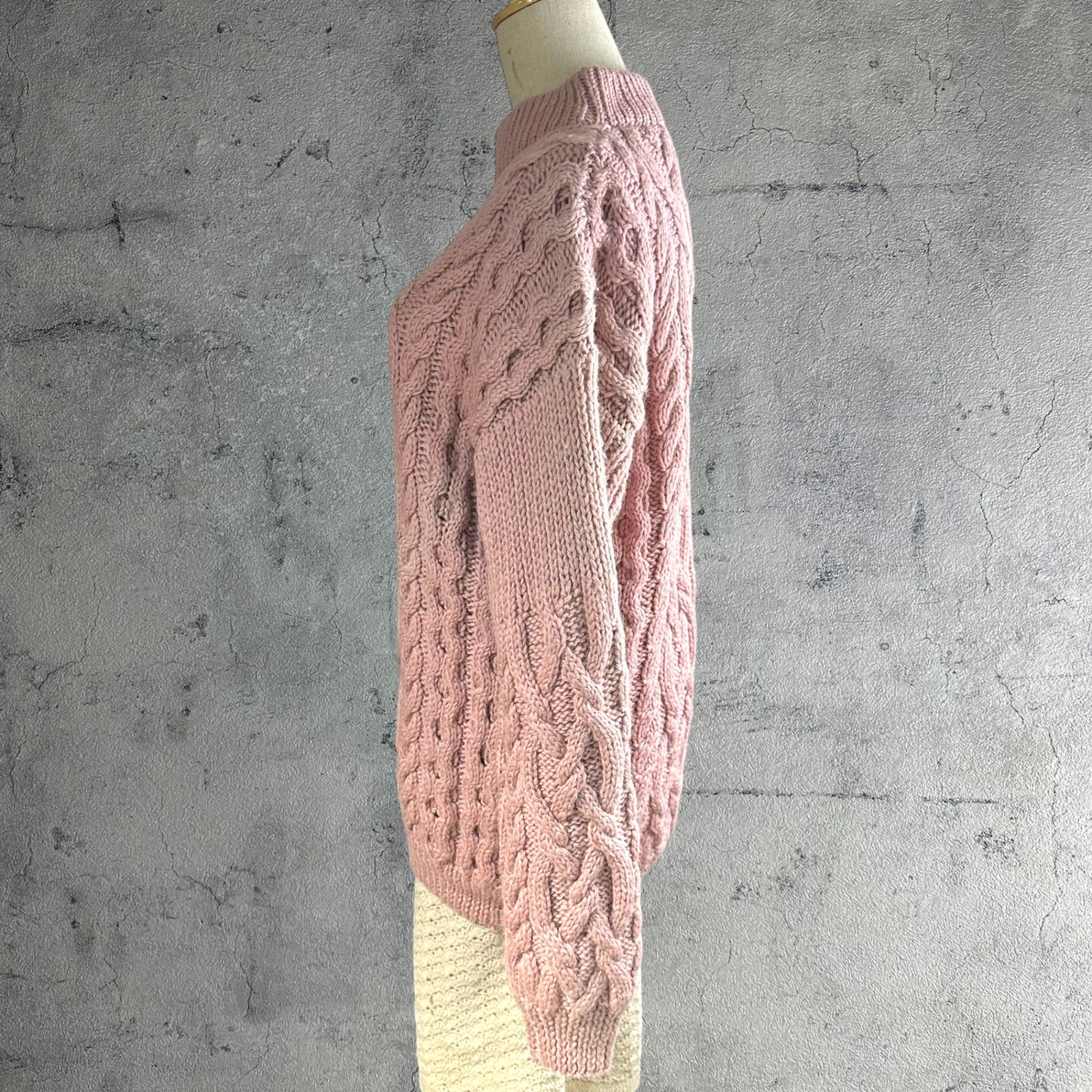 VINTAGE(ヴィンテージ) 60's~ Alainknitsweater アランニットセーター wool100% Lサイズ程度 ピンク