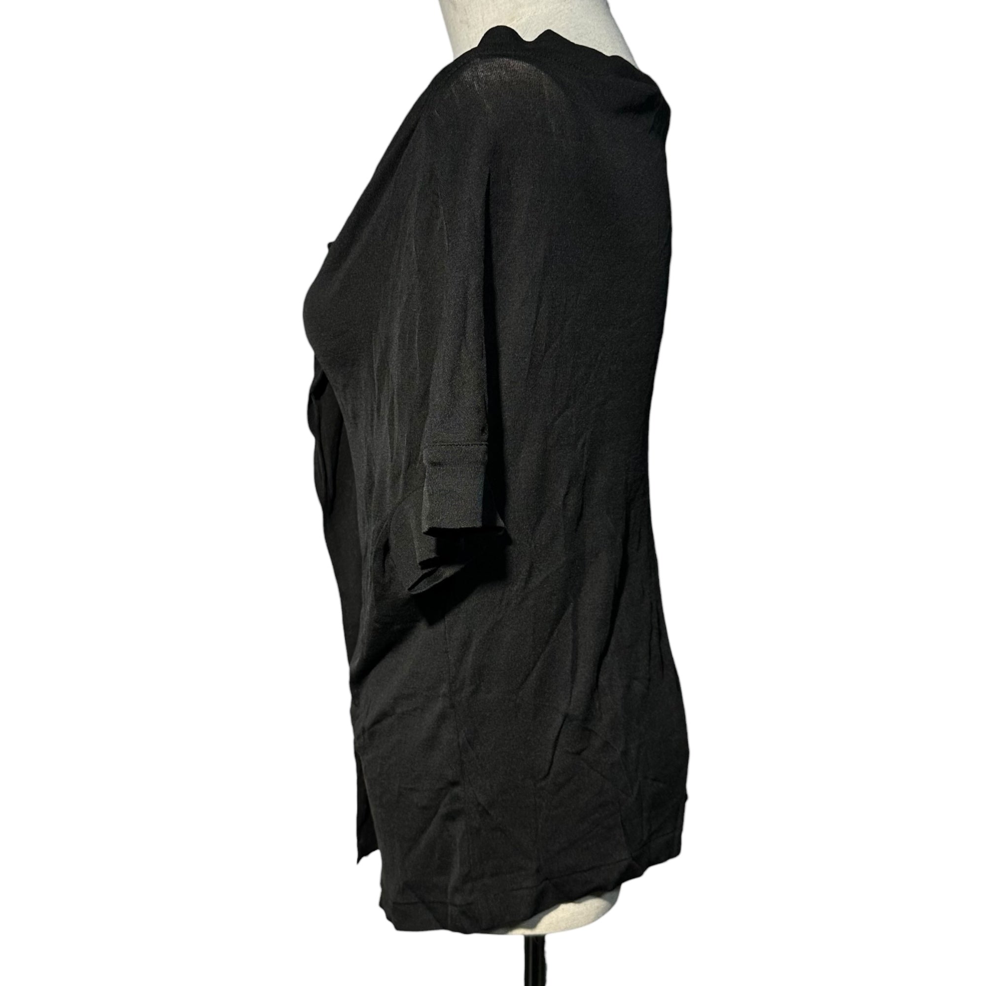 YOHJI YAMAMOTO+NOIR(ヨウジヤマモトプリュスノアール) All Silk S/S Blouse オール シルク 半袖 ブラウス NY-T02-430 3 ブラック