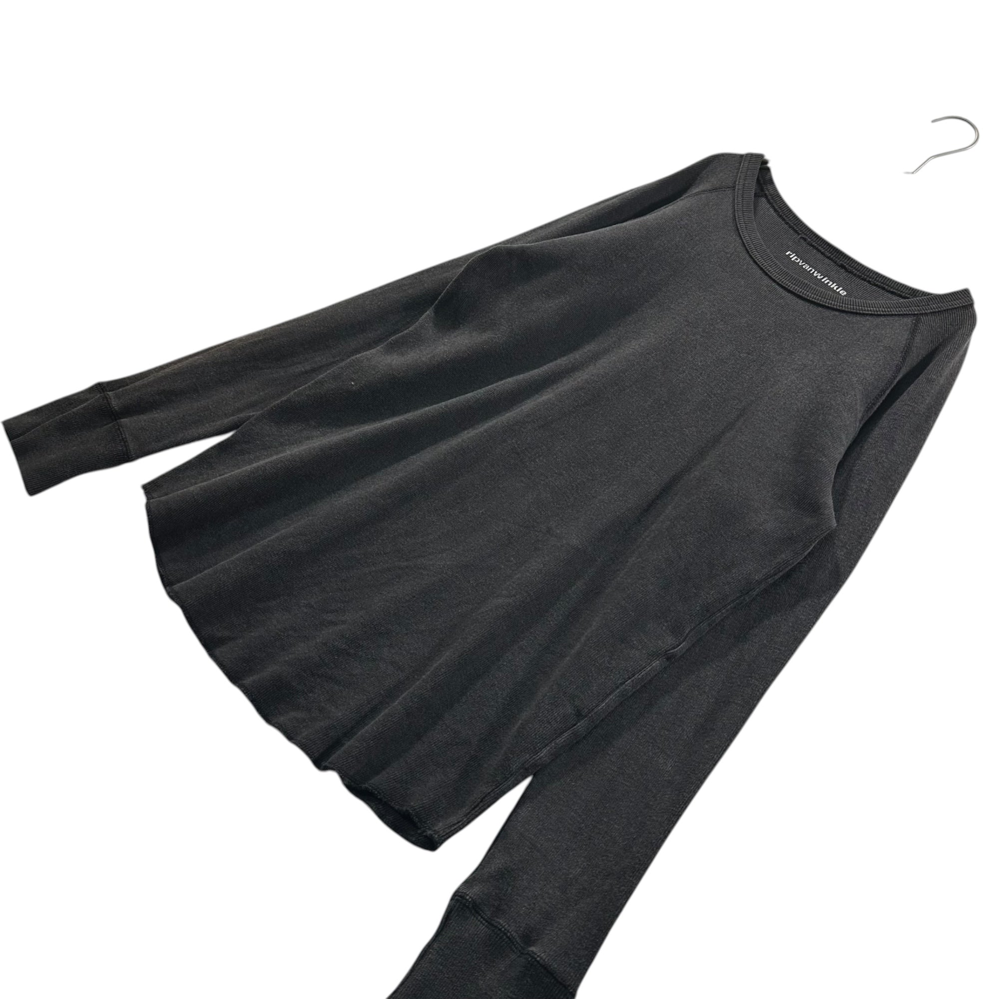 RIPVANWINKLE(リップヴァンウィンクル) 00's L/S rib knit top 長袖 リブ カットソー 4(XL程度) ブラック BORO ヴィンテージ