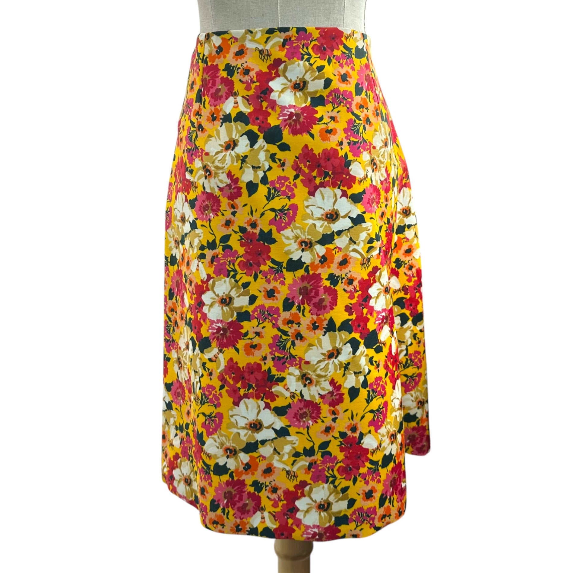 GUCCI(グッチ) 18SS Floral Print Flared Knee-Length Skirt 花柄 フレア ひざ丈 スカート 40 イエロー×ピンク Aライン